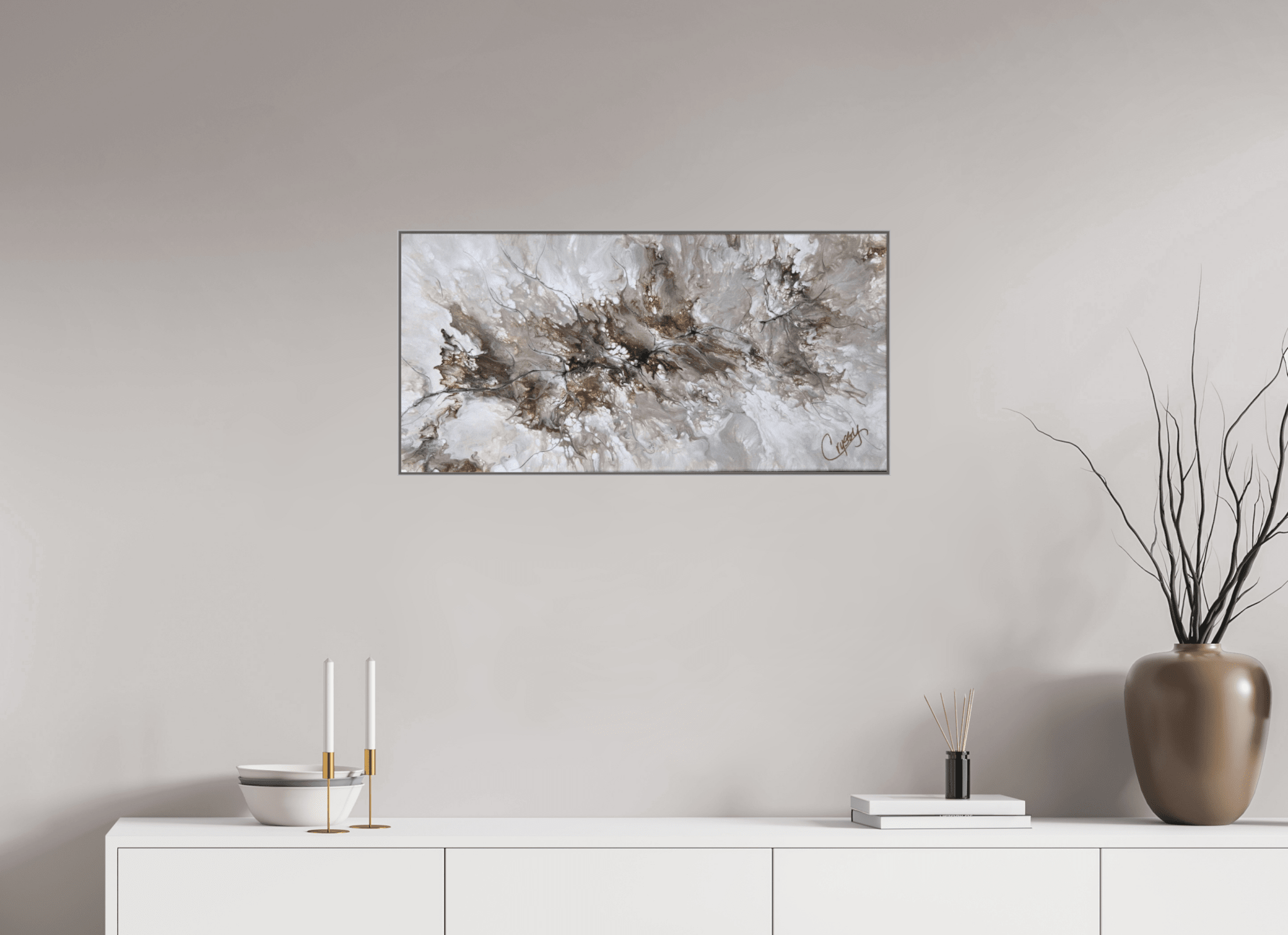 Beige Marble - Original Dutch Pour - The Living Abstract