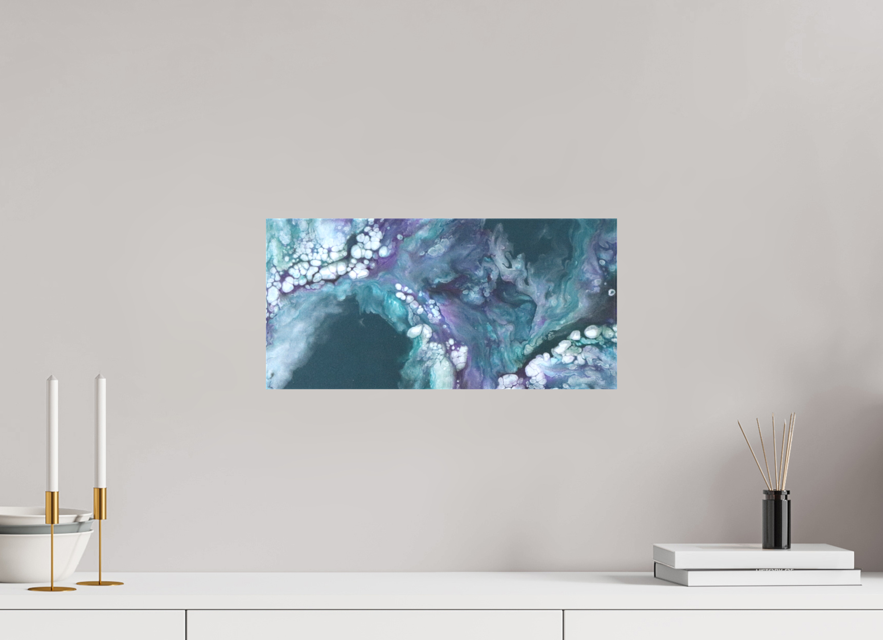 16.8 x 8″, *1.25" Matte Canvas No Frame Teal Tidal Wave