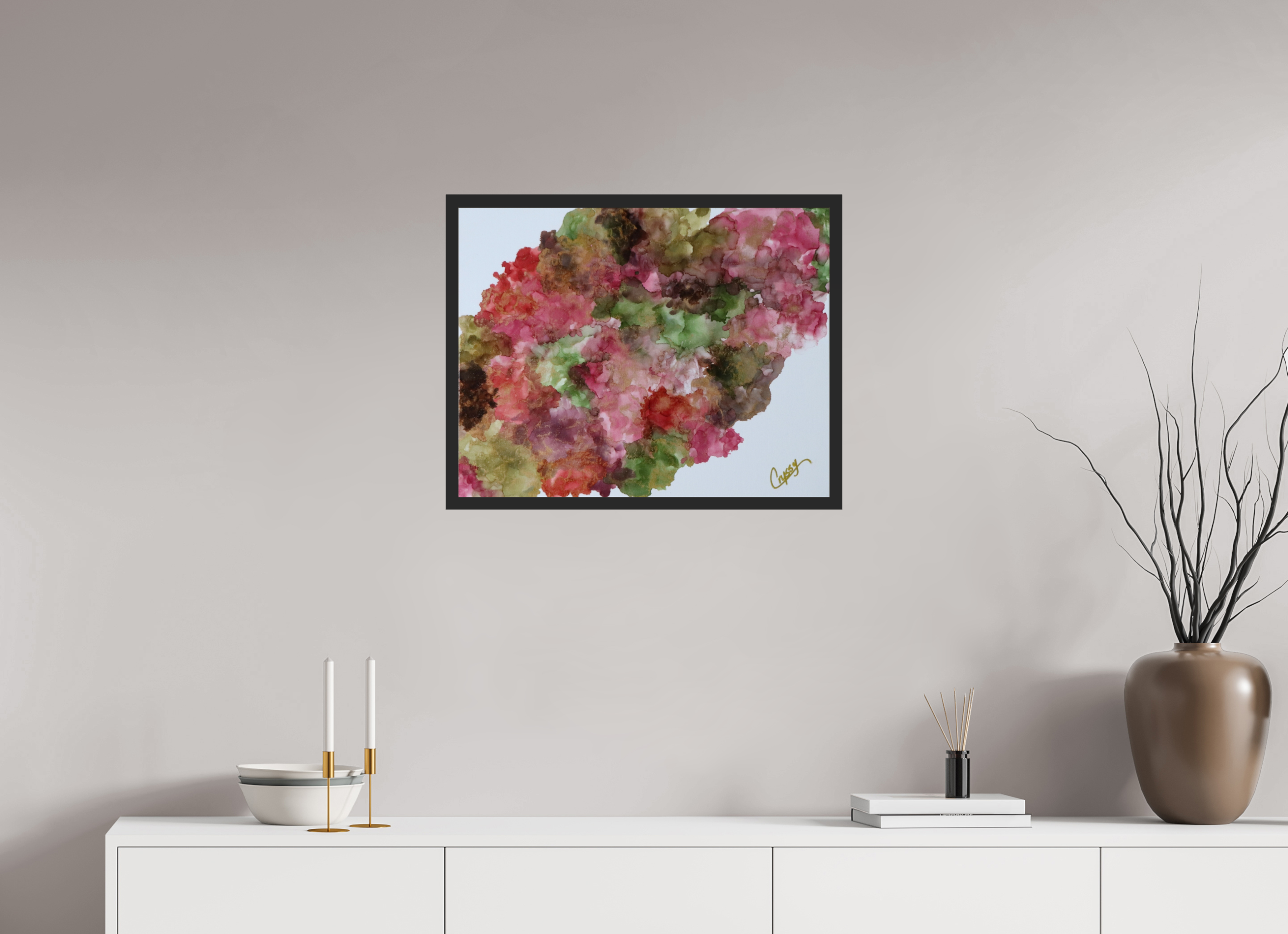 25.4 x 20″, *Photo Print Under Acrylic Glass Black Matte Frame Floral Density