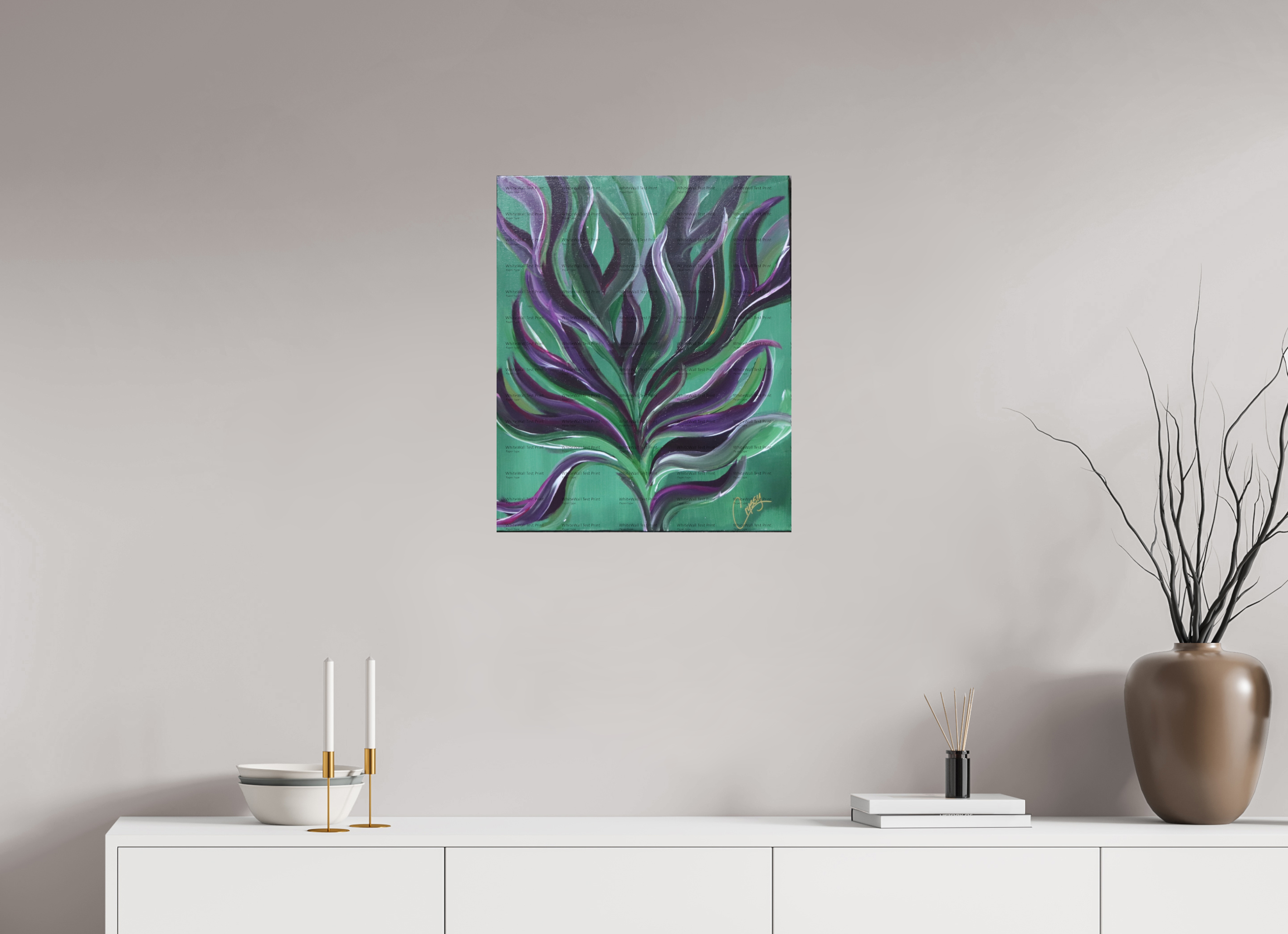 20 x 24.2″, *SAMPLE Photo Print on Fuji Silk Paper no frame Large Botanical - Original Abstract Acrylic Painting