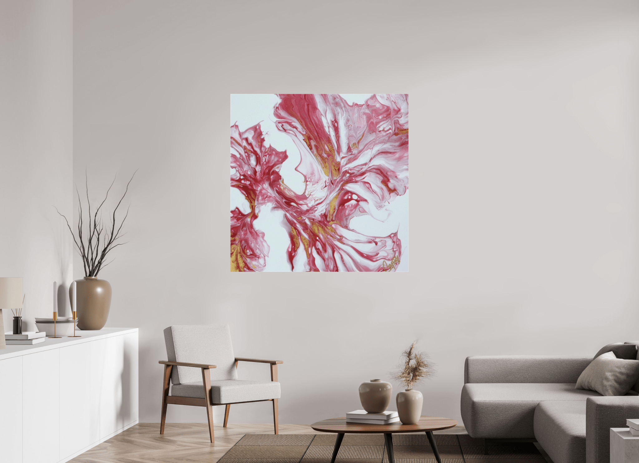 Red and Gold - Original Dutch Pour Painting - The Living Abstract