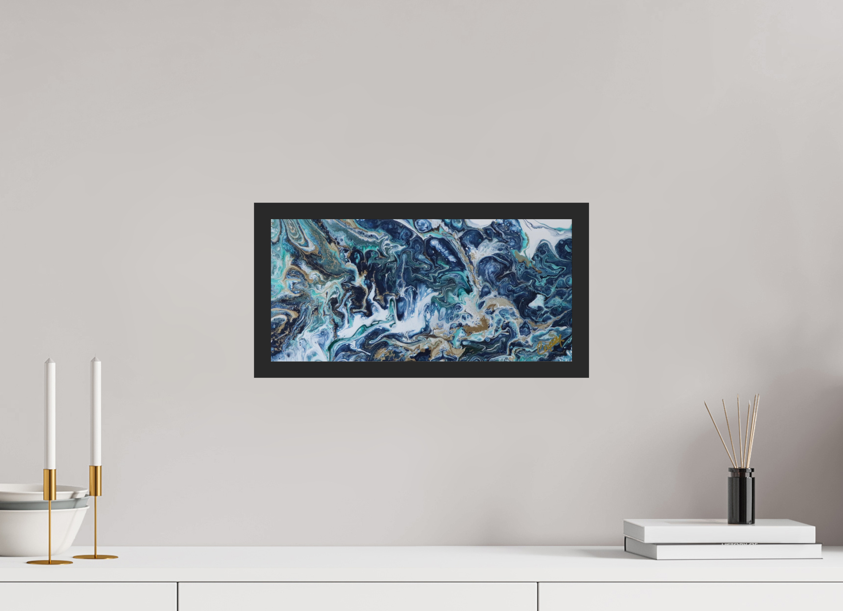 16.2 x 8″, *Photo Print Under Acrylic Glass Black Matte Frame Above the Storm