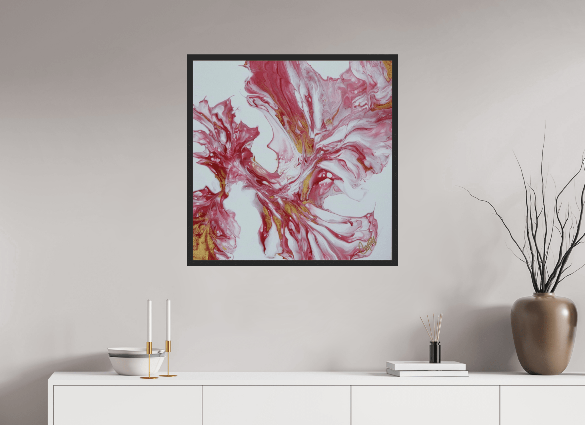 Red and Gold - Original Dutch Pour Painting - The Living Abstract