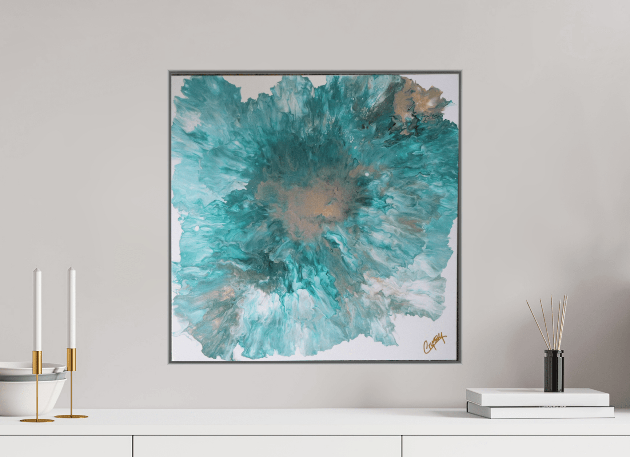 Blue Paisley Dutch Pour - Original Acrylic Dutch Pour Painting - The Living Abstract