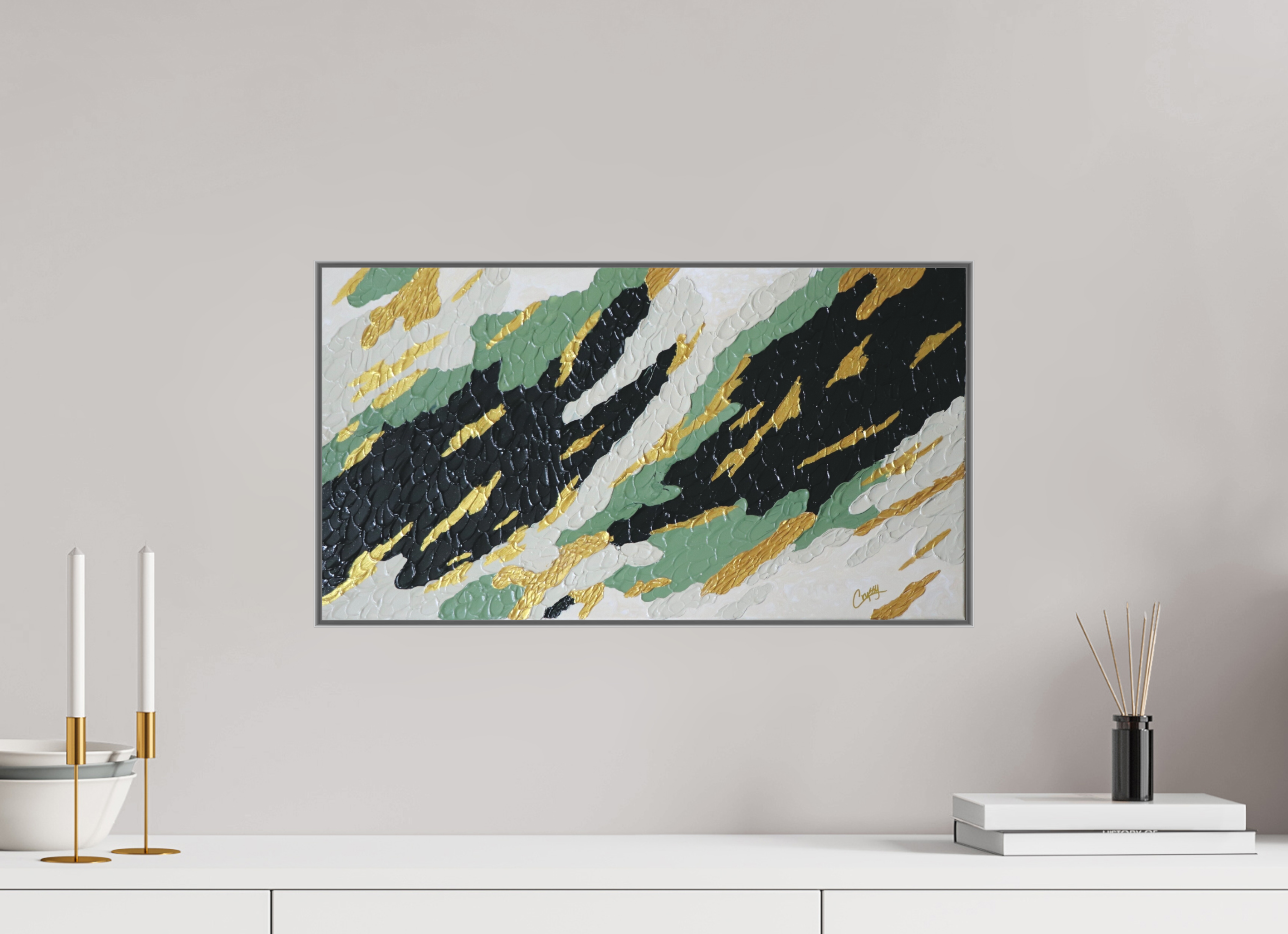 21.9 x 12″, *Aluminum Artbox 1" on fine art paper under acrylic matte glass Gilded Forest - Textured Acrylic Art