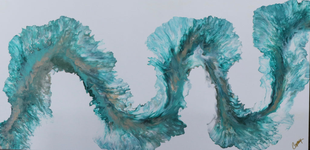 Original Tidal Reviere Dutch Pour acrylic painting by The Living Abstract, showcasing vibrant fluid abstract art on canvas.