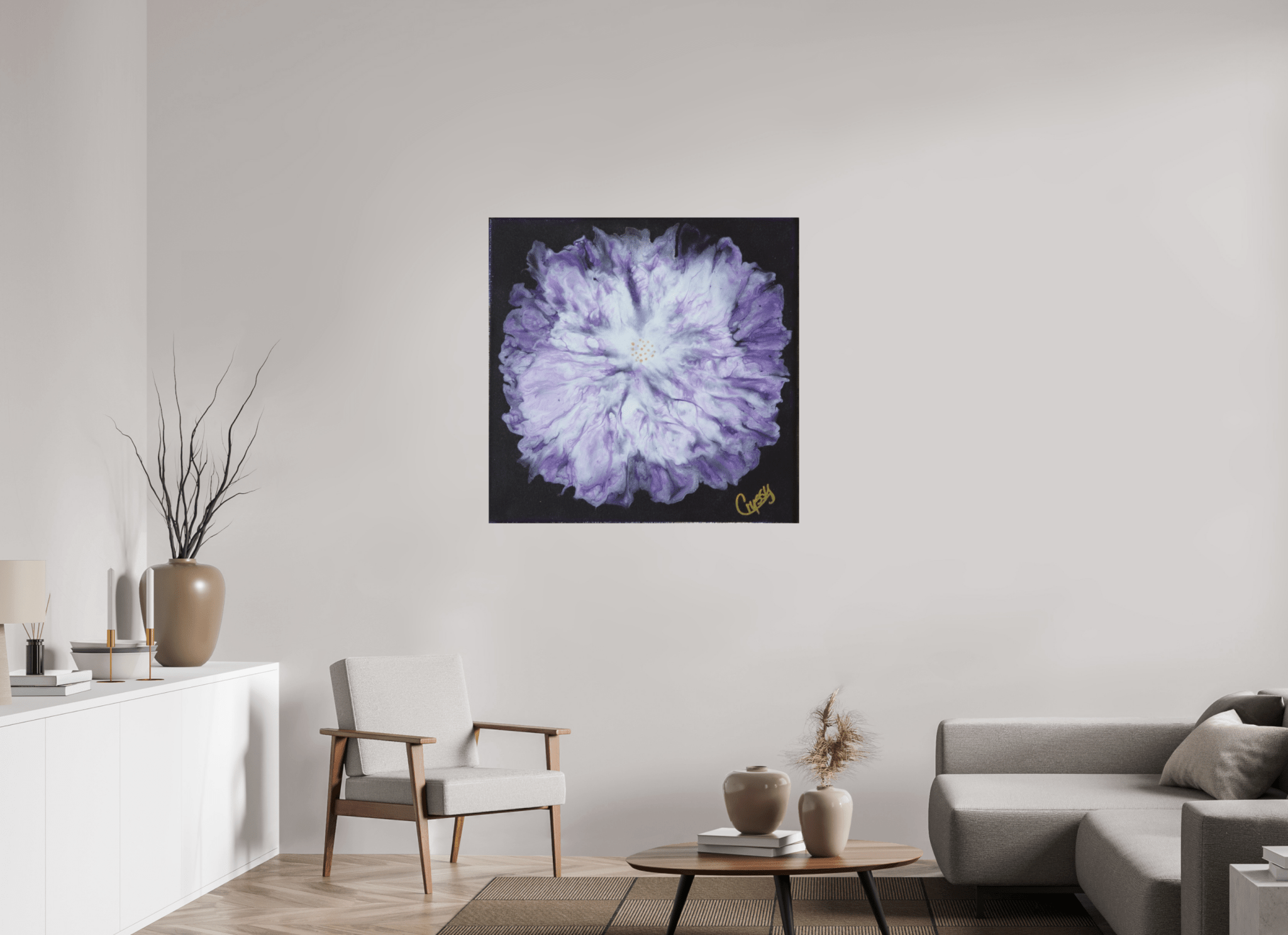 Purple Paisley - Original Acrylic Dutch Pour Painting - The Living Abstract