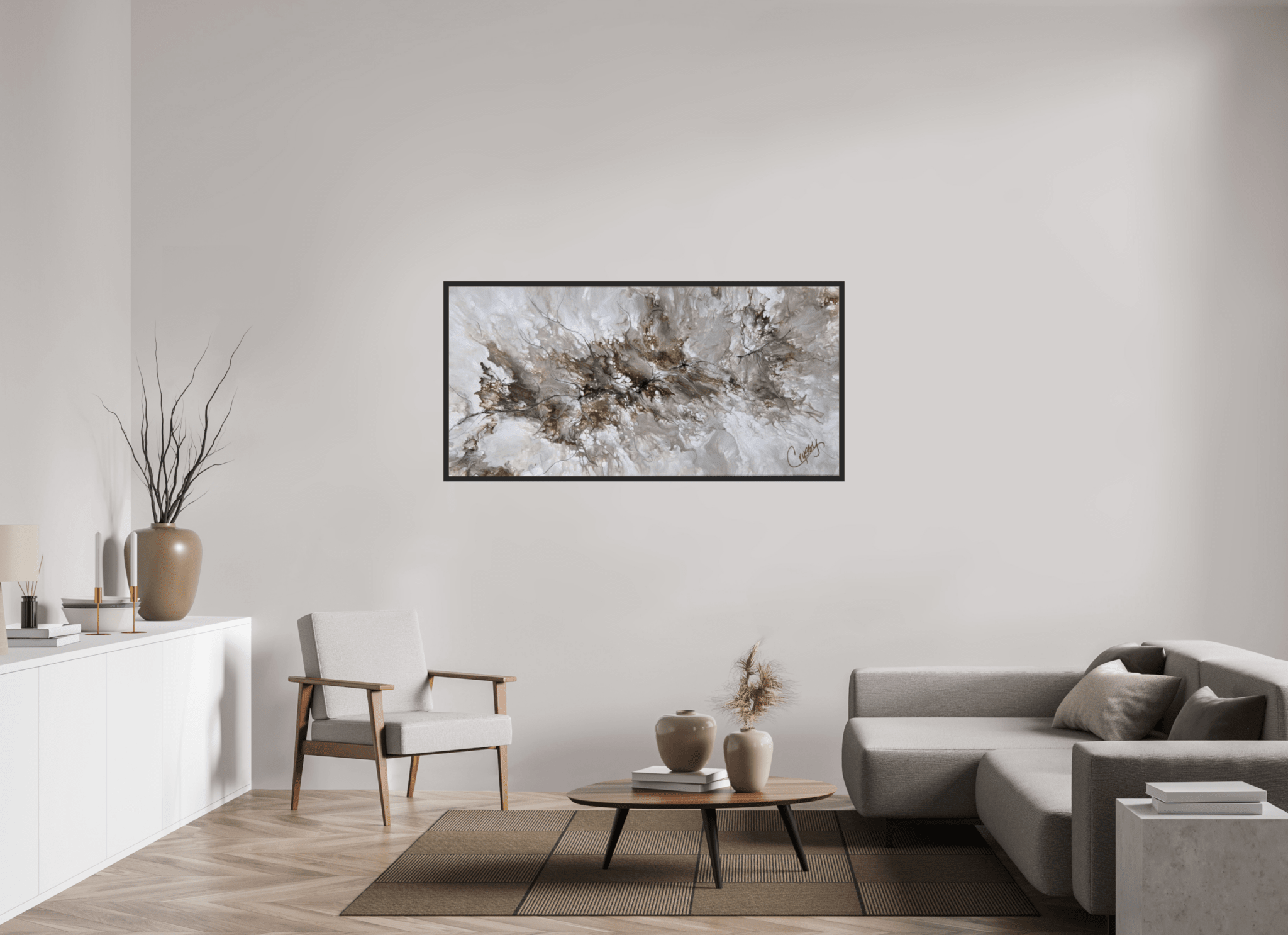 Beige Marble - Original Dutch Pour - The Living Abstract