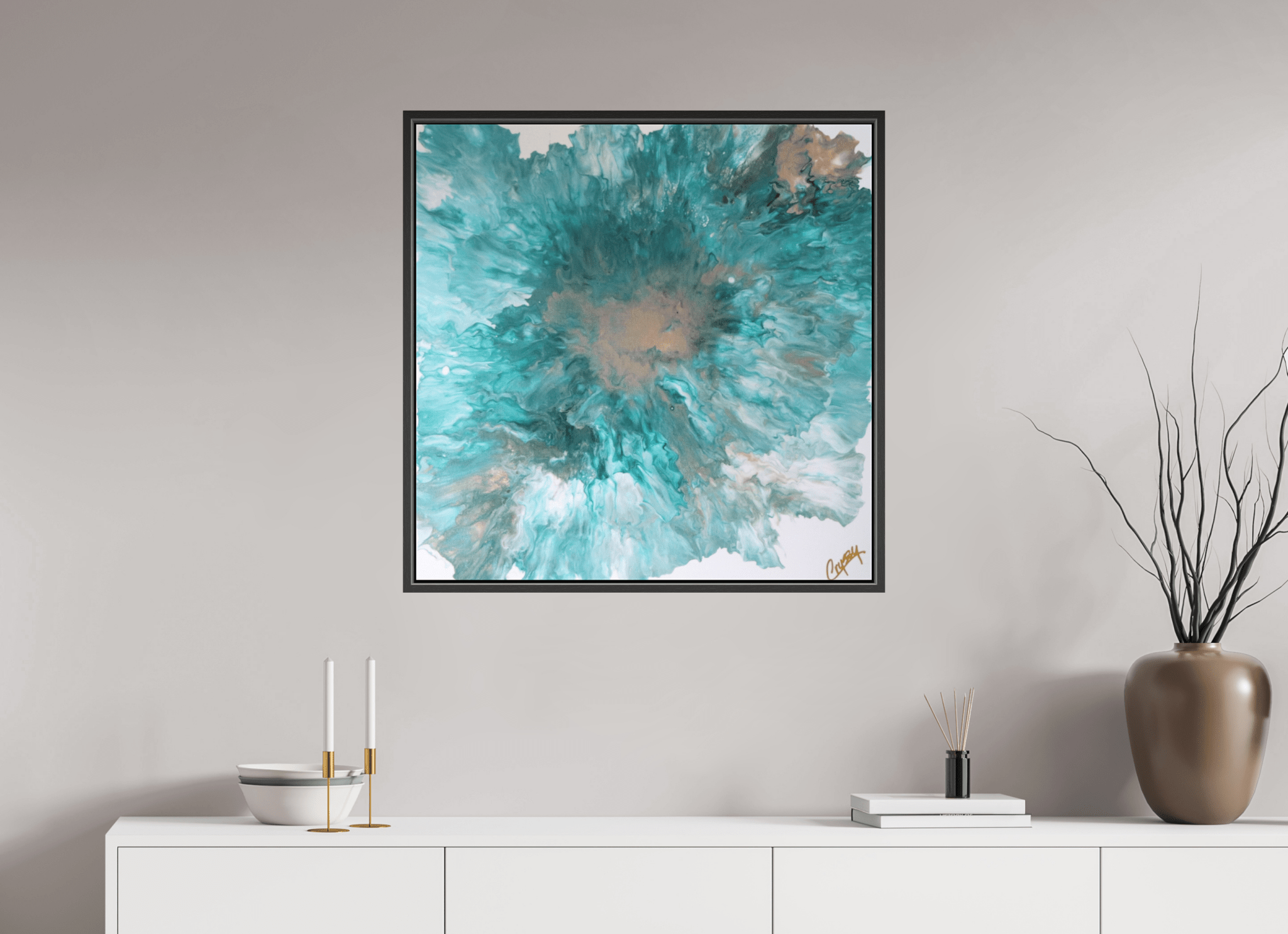 Blue Paisley Dutch Pour - Original Acrylic Dutch Pour Painting - The Living Abstract