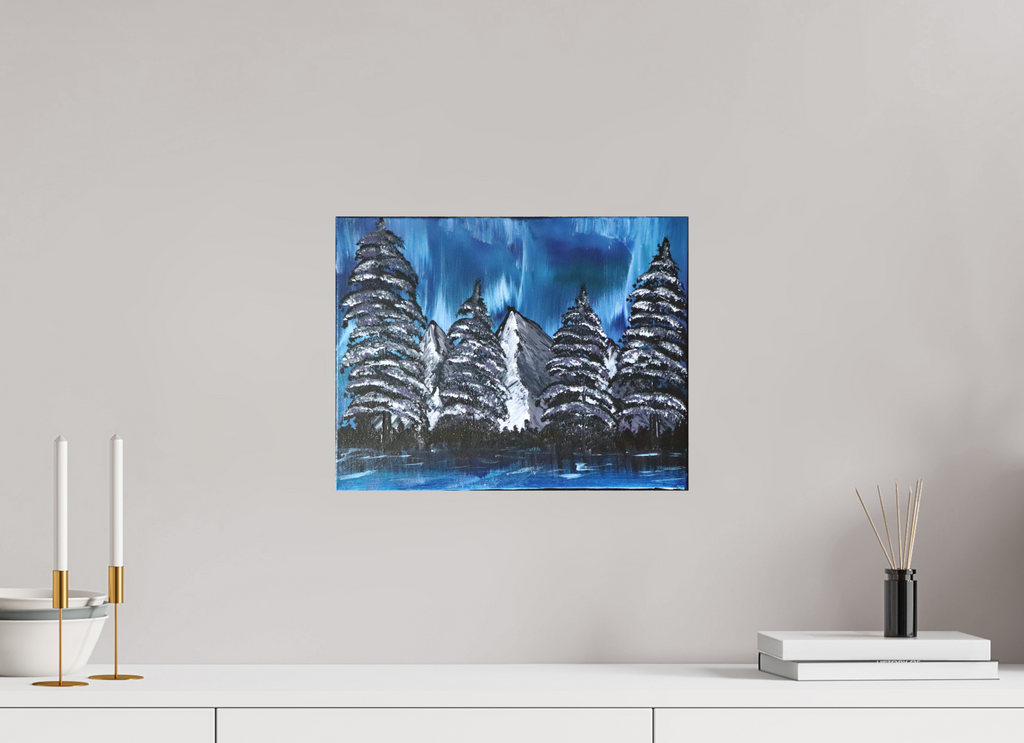 15.5 x 12″, *Photo Print on Fuji Silk Paper No Frame Blue Borealis - Original Acrylic Landscape Painting