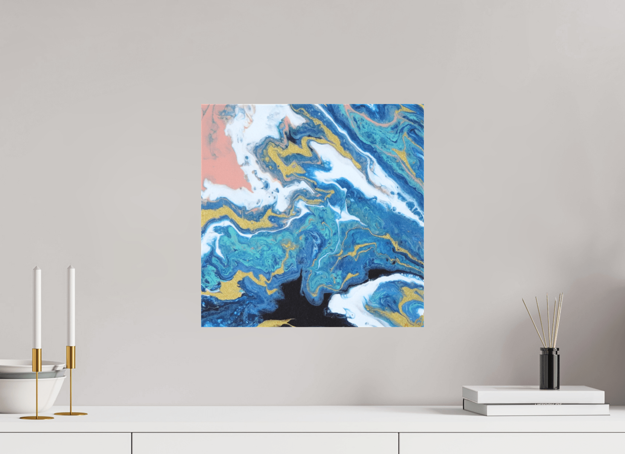 Coastal Blush - Original Tilt Pour Acrylic Painting - The Living Abstract