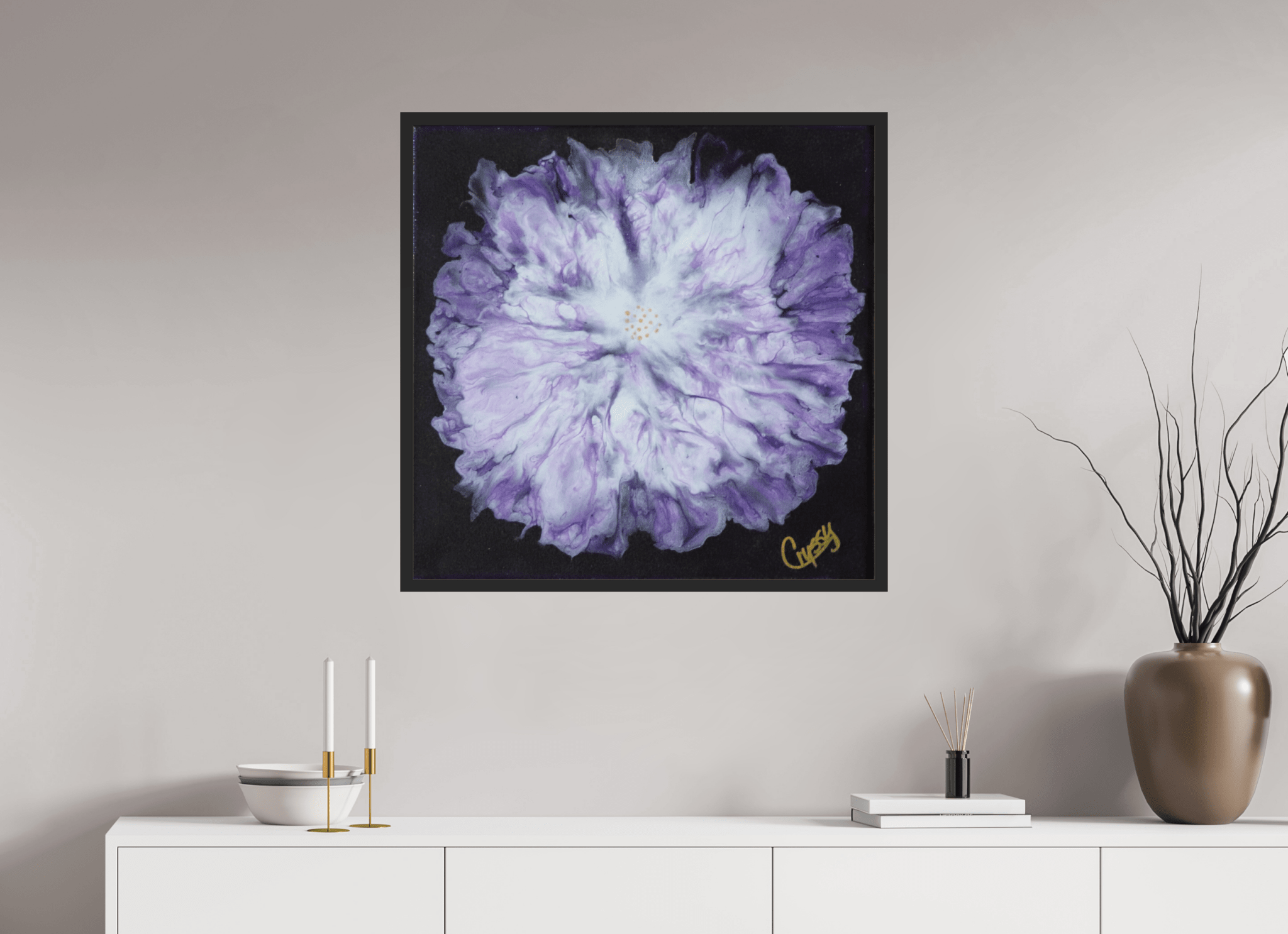 Purple Paisley - Original Acrylic Dutch Pour Painting - The Living Abstract
