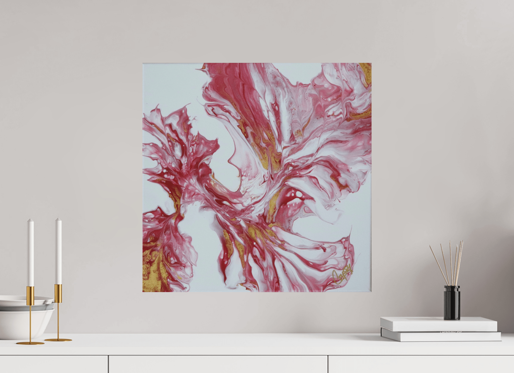Red and Gold - Original Dutch Pour Painting - The Living Abstract