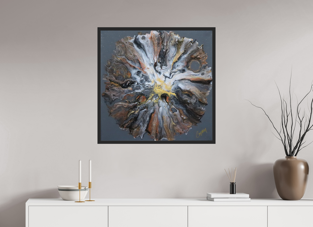 31.4 x 31″, *Photo Print Under Acrylic Glass Black Matte Frame copper Bloom