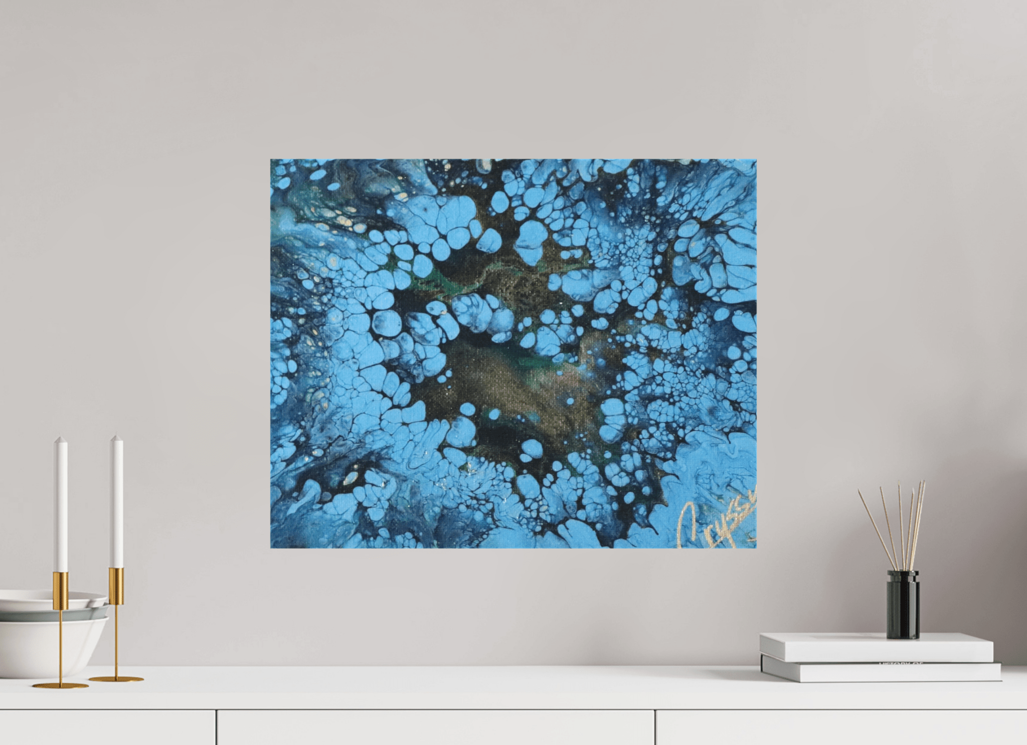 Small Peacock Pour - Original Acrylic Art - The Living Abstract