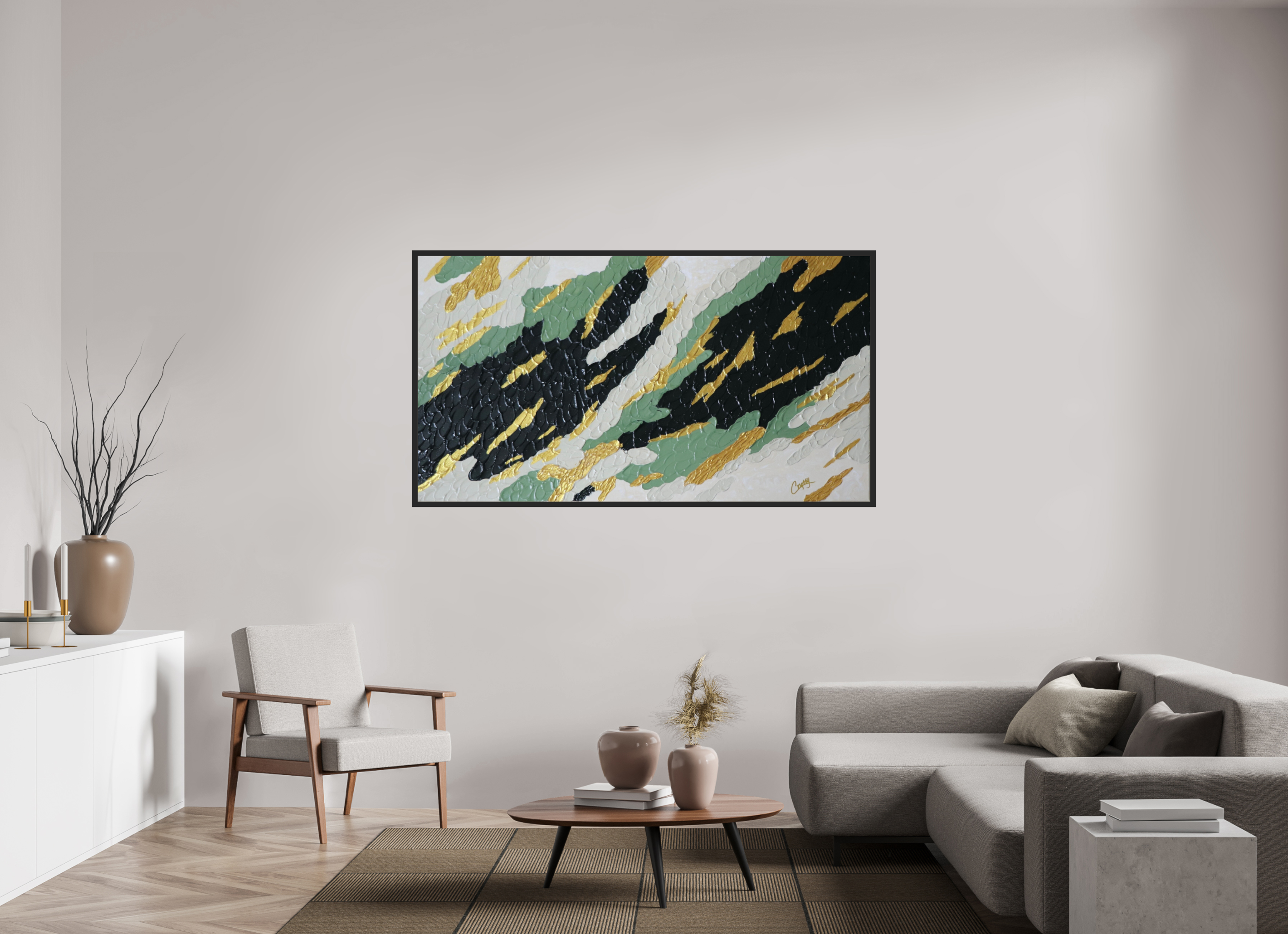 71.3 x 39″, *Photo Print Under Acrylic Glass Black Matte Frame Gilded Forest - Textured Acrylic Art