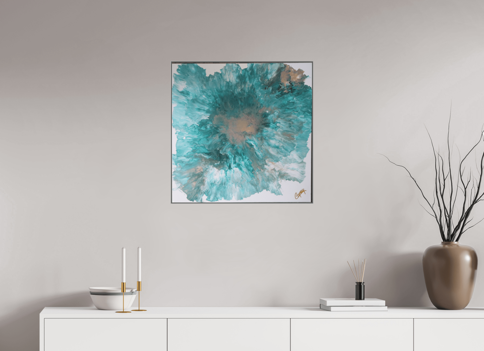 Blue Paisley Dutch Pour - Original Acrylic Dutch Pour Painting - The Living Abstract