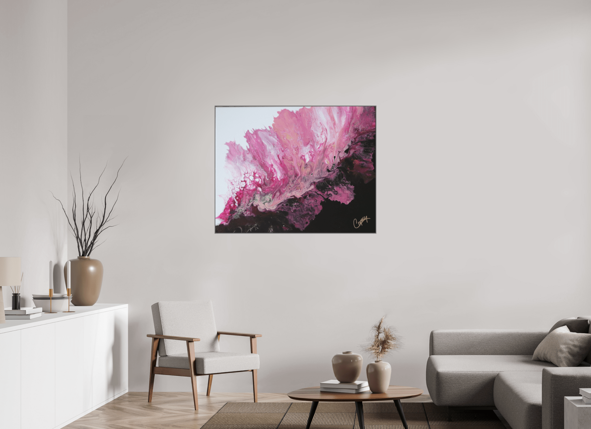 Pink Magma - Original Dutch Pour - The Living Abstract