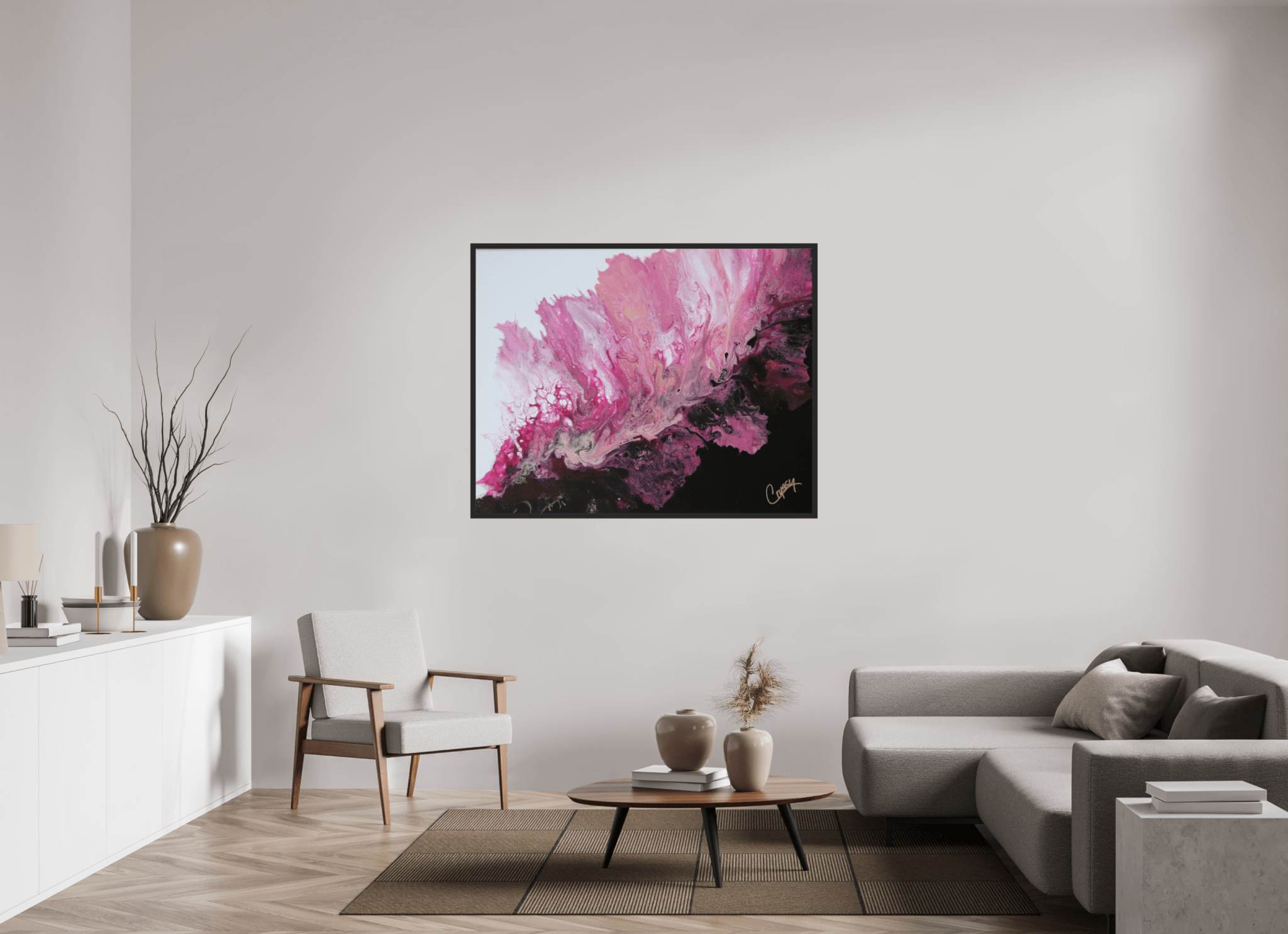 Pink Magma - Original Dutch Pour - The Living Abstract