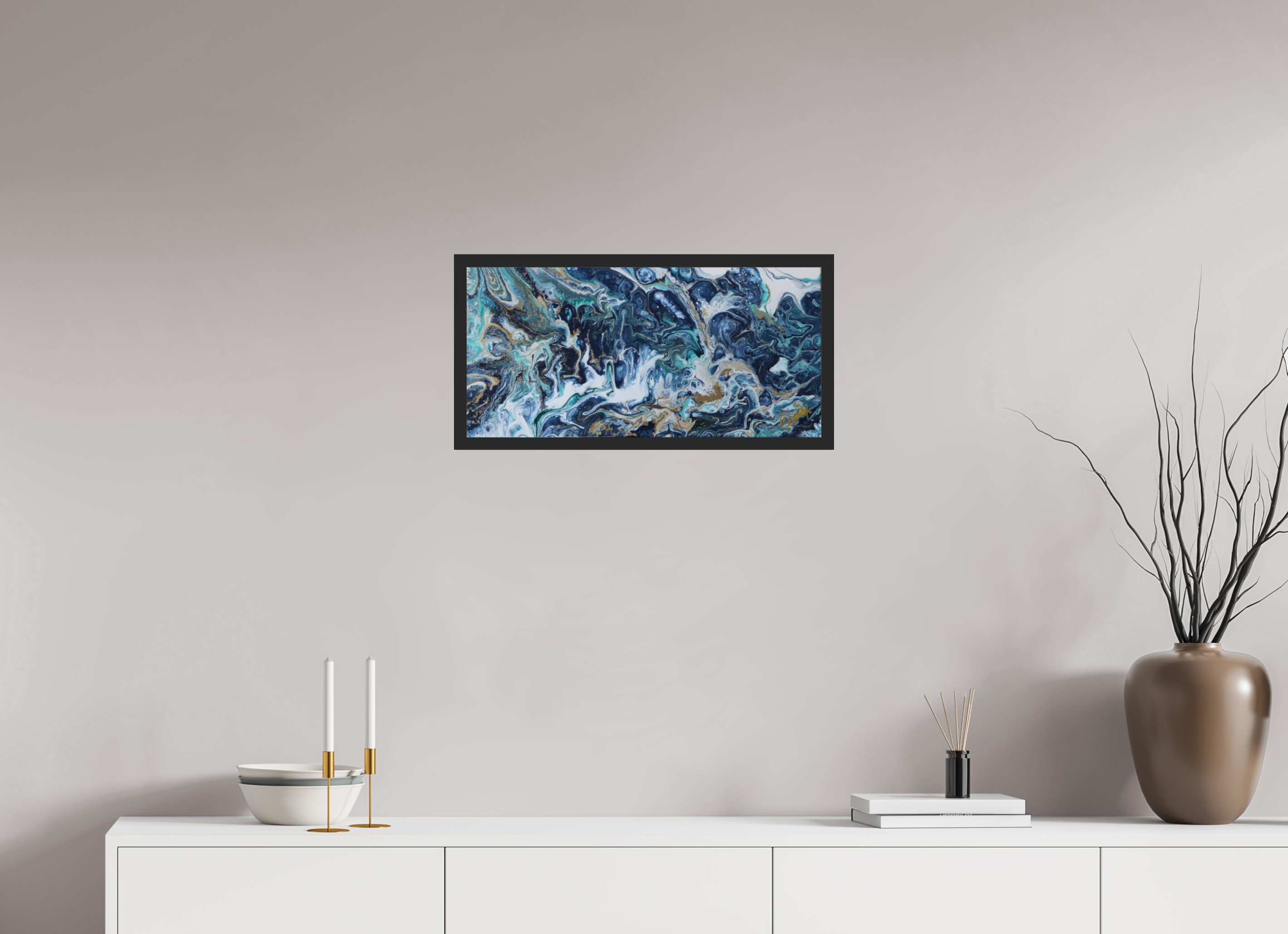 24.3 x 12″, *Photo Print Under Acrylic Glass Black Matte Frame Above the Storm