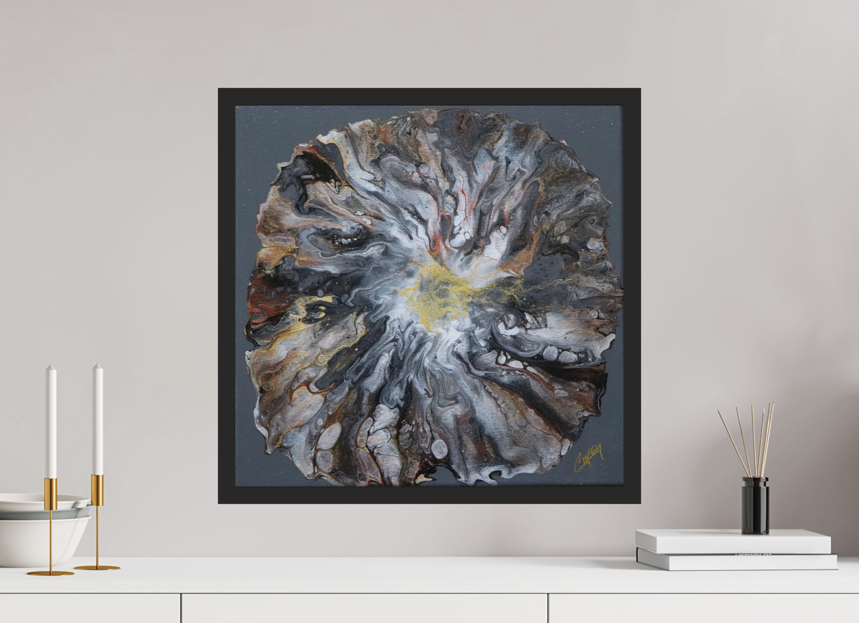 20.4 x 20″, *Photo Print Under Acrylic Glass Black Matte Frame Copper Bloom II