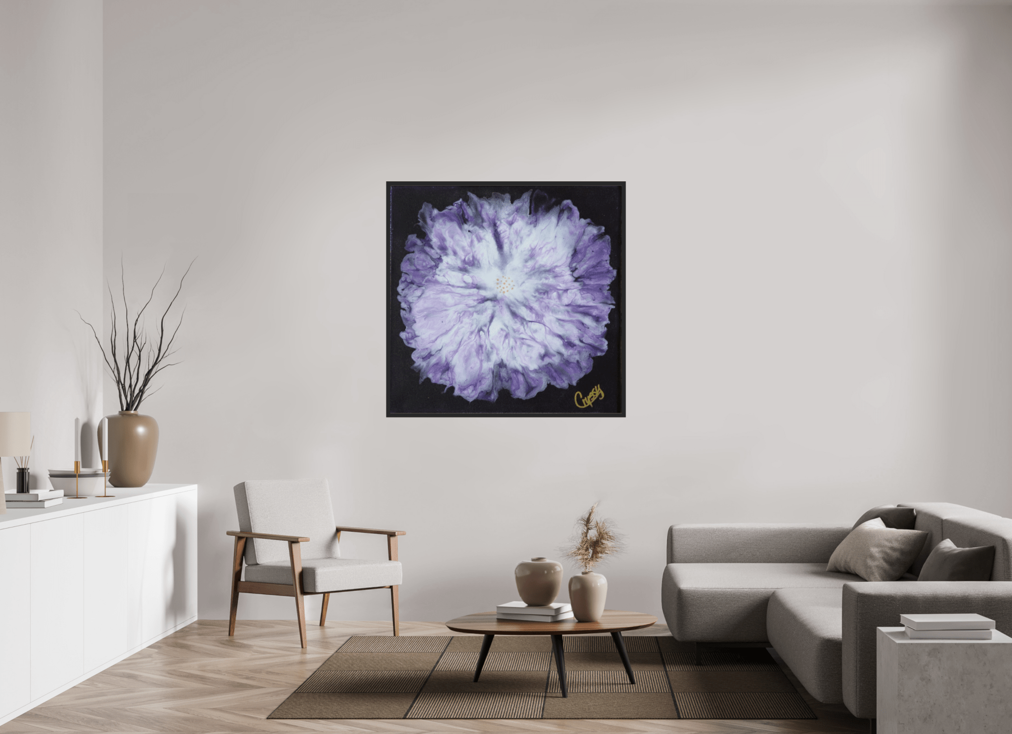 Purple Paisley - Original Acrylic Dutch Pour Painting - The Living Abstract
