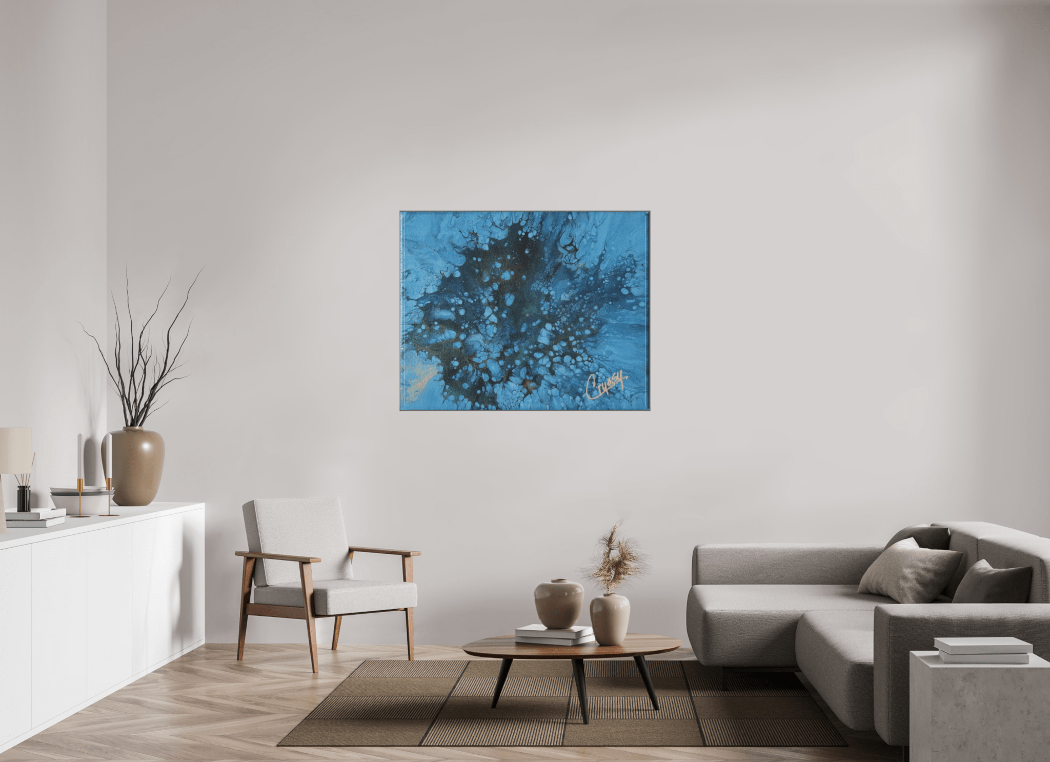 Ocean Bloom - Original Dutch Pour Acrylic Painting - The Living Abstract