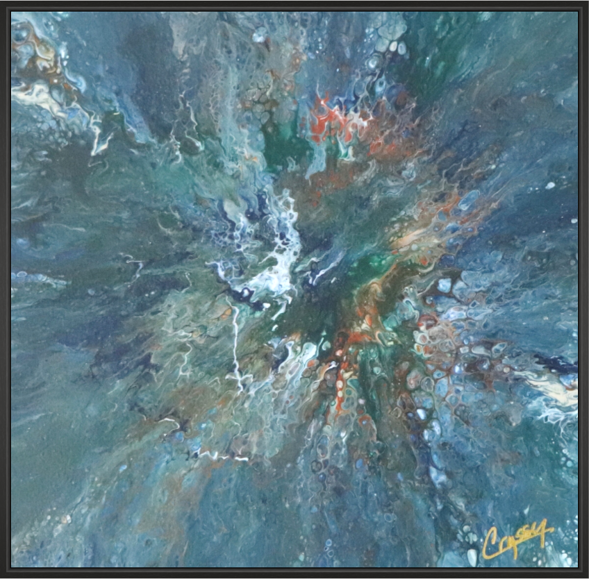 Main image Teal Flux - Original Tilt Pour Painting