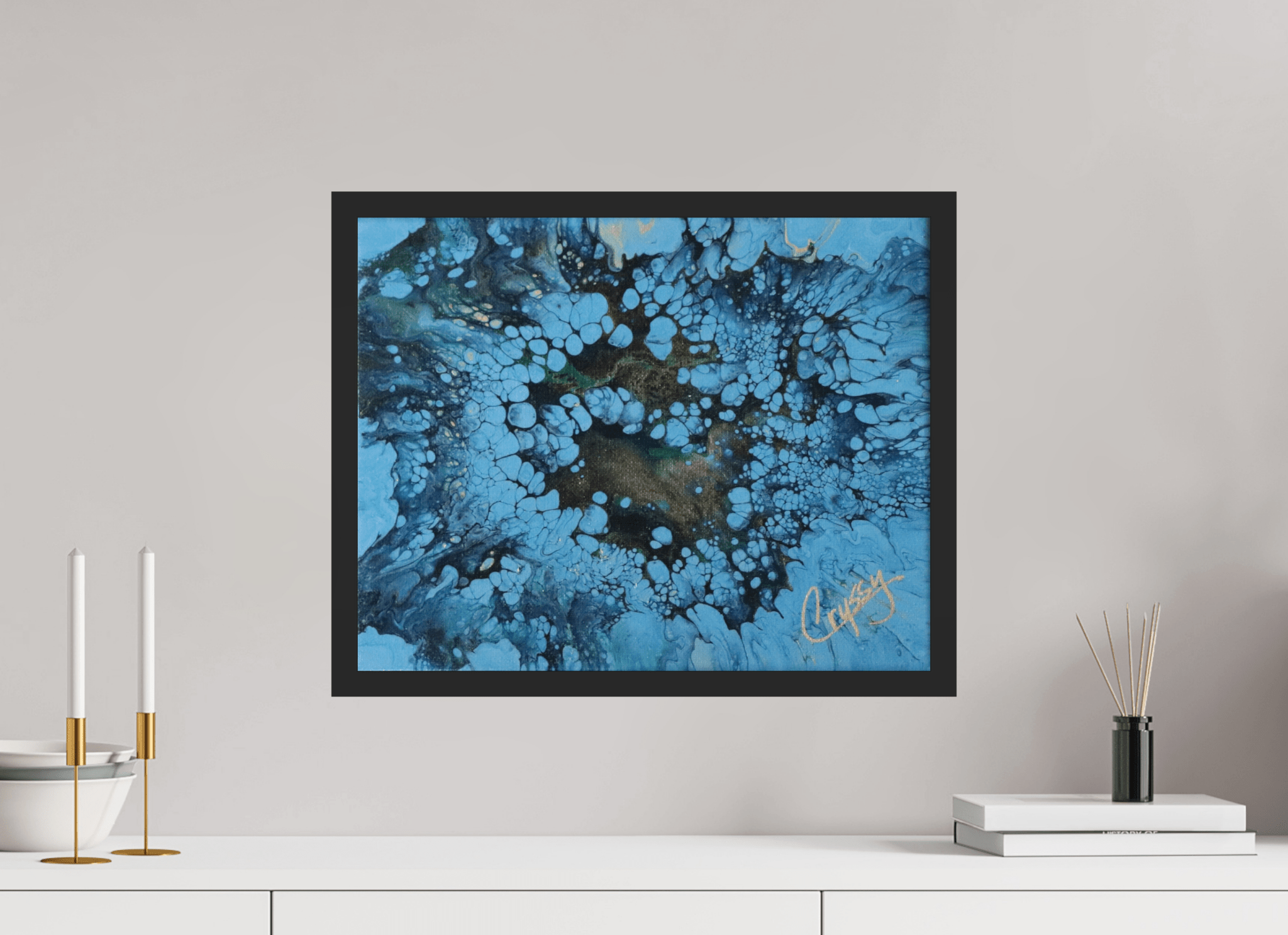 Small Peacock Pour - Original Acrylic Art - The Living Abstract