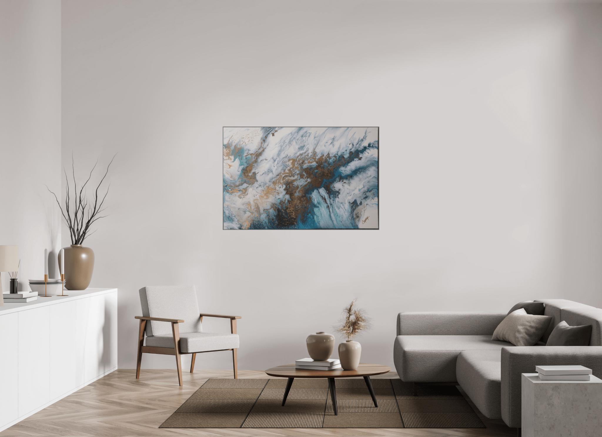 Seascape Canvas - Original Acrylic Ocean Painting - The Living Abstract