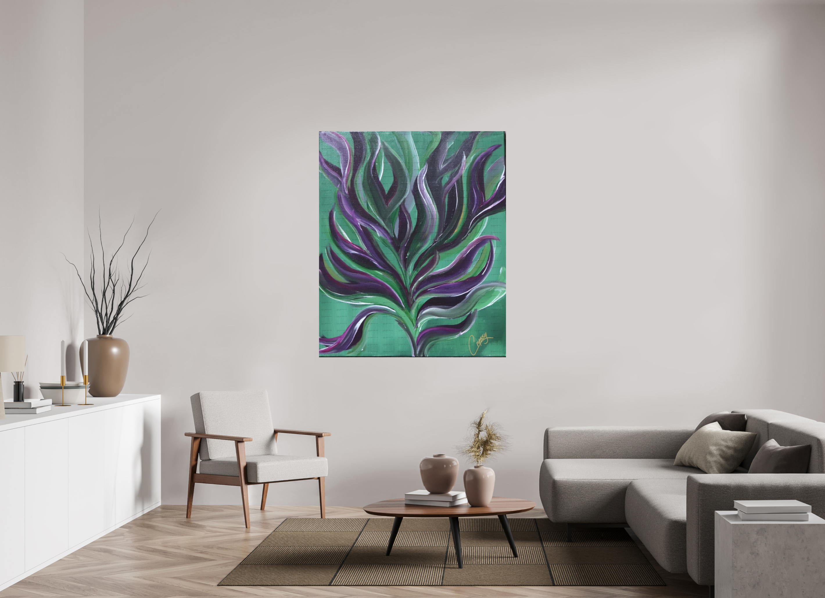 47 x 56.9″, *SAMPLE Photo Print on Fuji Silk Paper no frame Large Botanical - Original Abstract Acrylic Painting