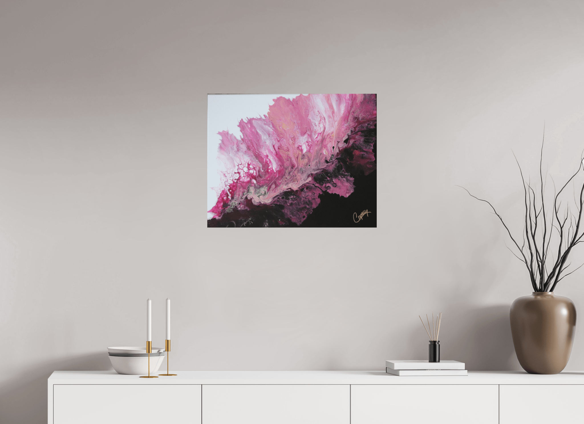 Pink Magma - Original Dutch Pour - The Living Abstract