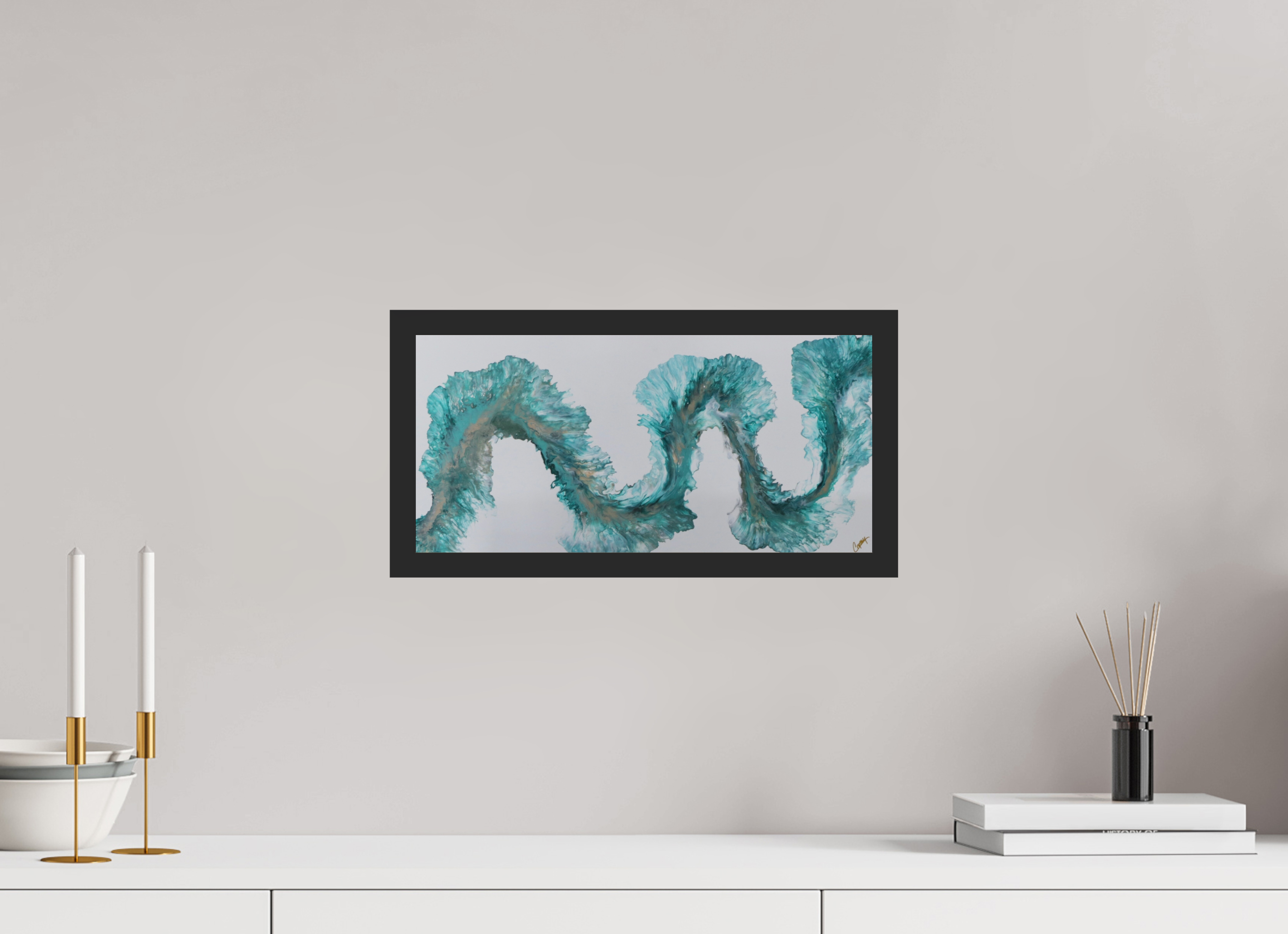 16.1 x 8″, *Photo Print Under Acrylic Glass Black Matte Frame Tidal Reviere