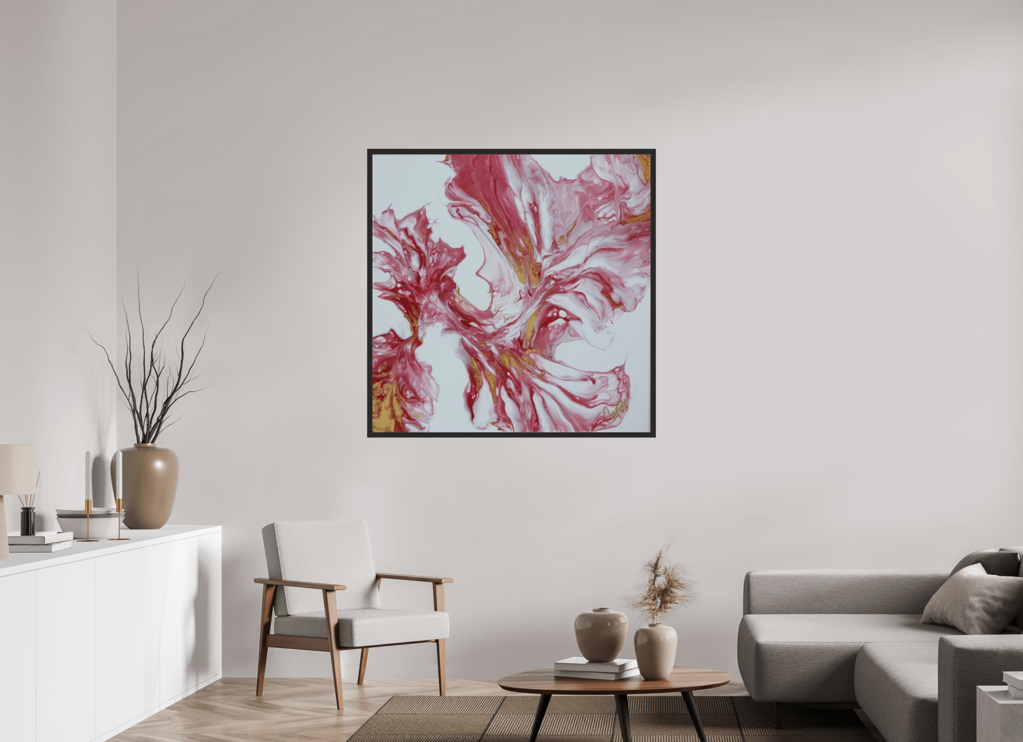 Red and Gold - Original Dutch Pour Painting - The Living Abstract