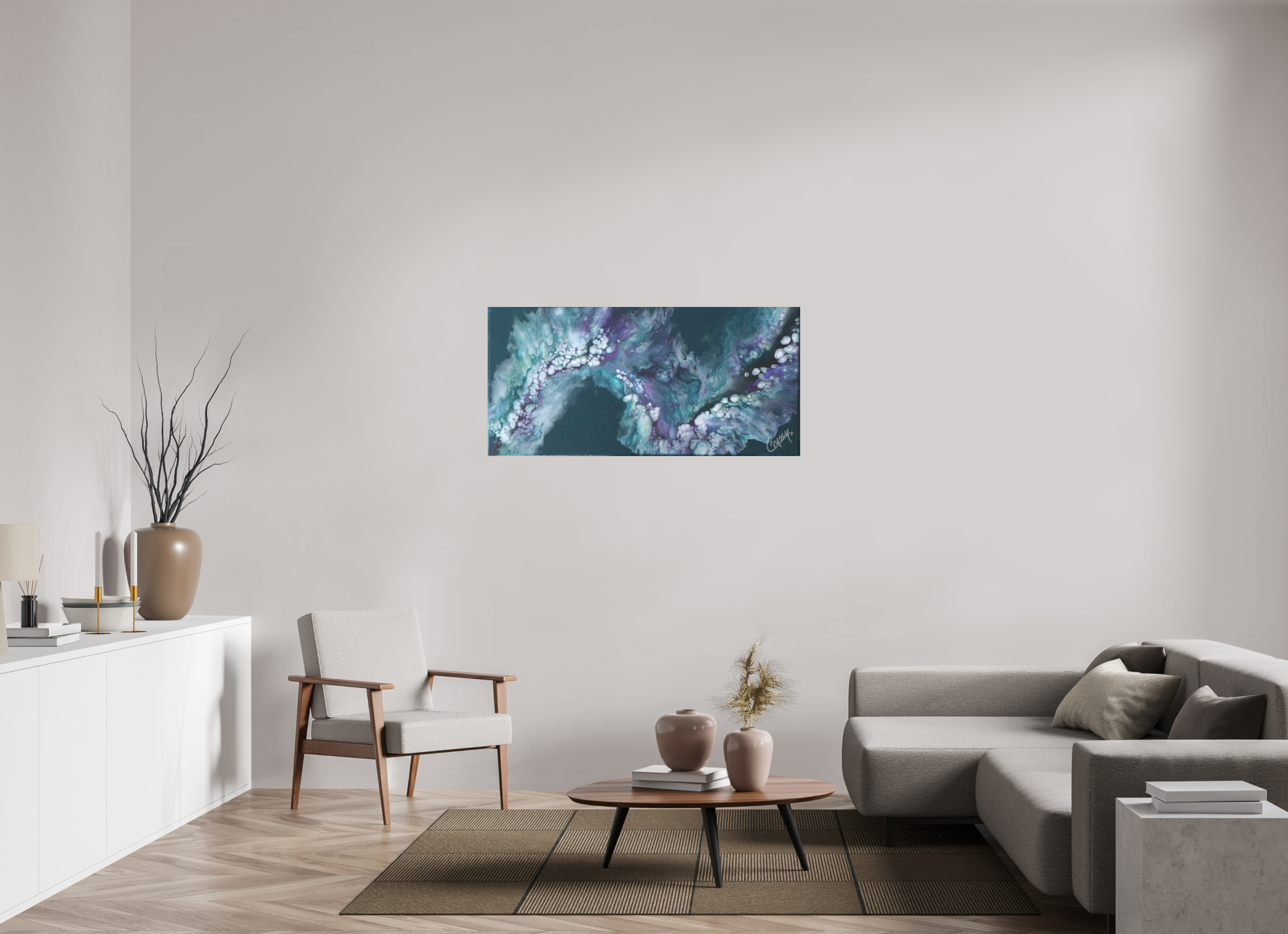 50.3 x 24″, *Photo Print on Fuji Silk Paper No Frame Teal Tidal Wave