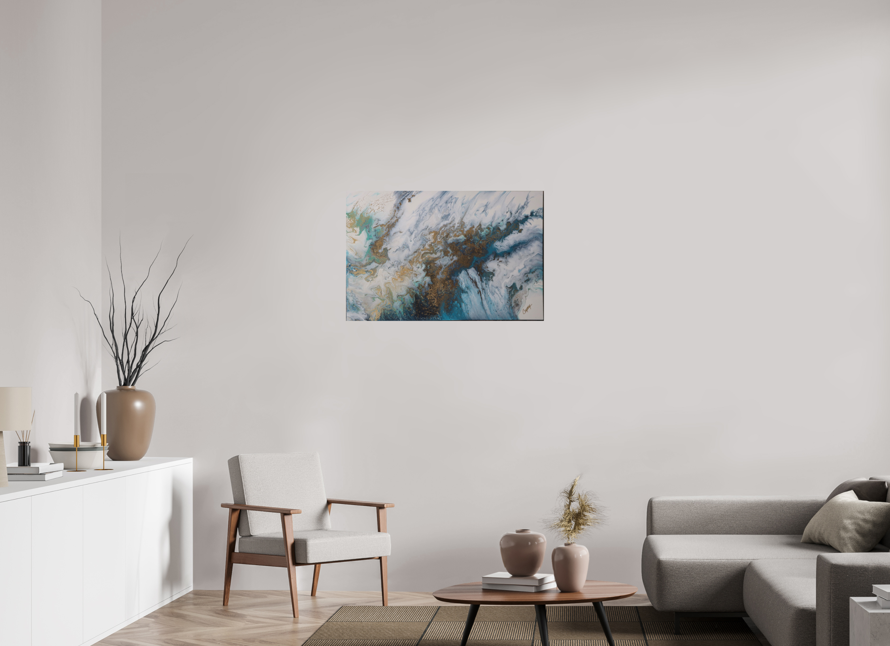 36.6 x 24″, *Photo Print on Fuji Silk with Black Frame Seascape Canvas - Original Acrylic Ocean Painting