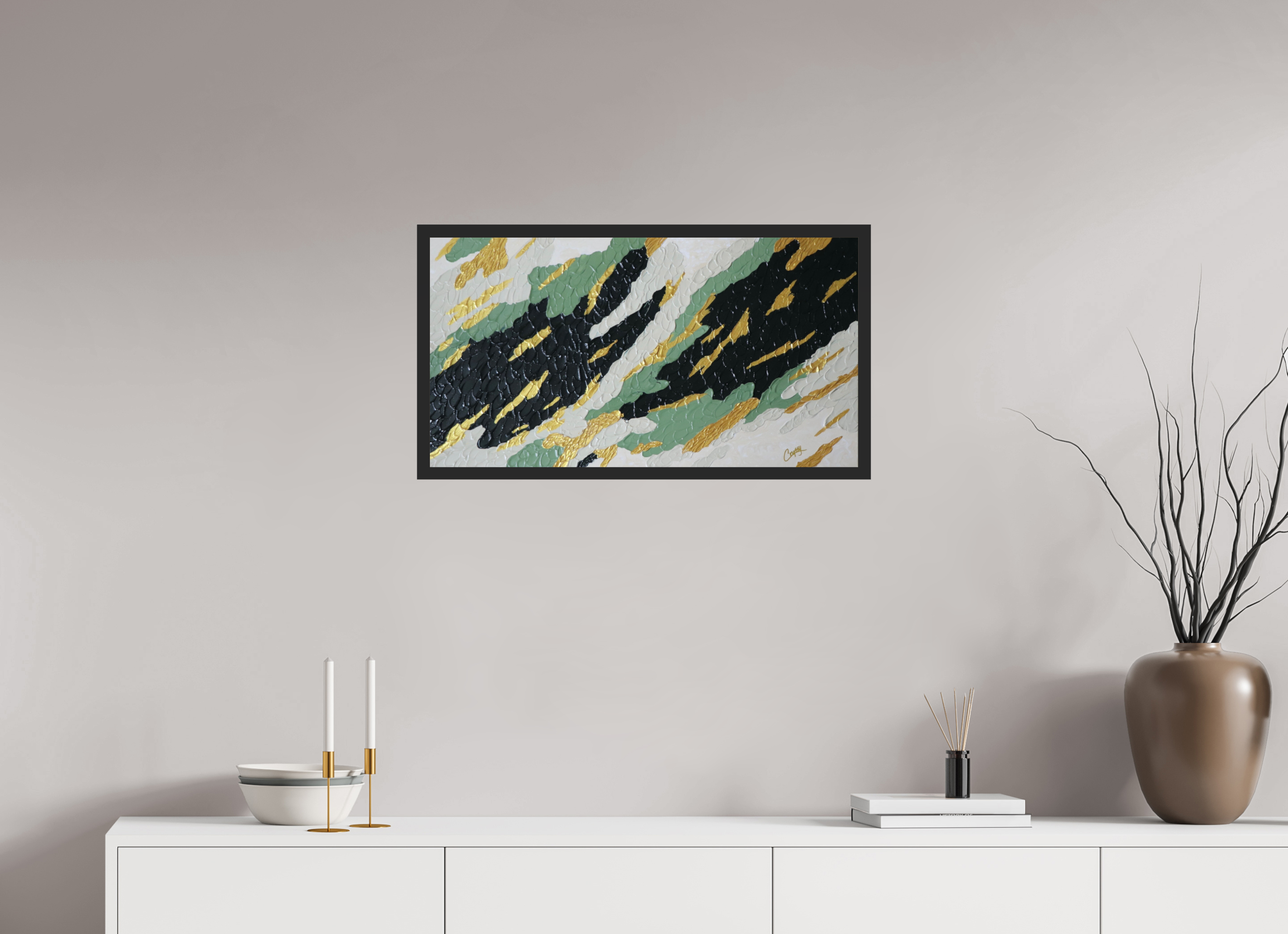 29.3 x 16″, *Photo Print Under Acrylic Glass Black Matte Frame Gilded Forest - Textured Acrylic Art