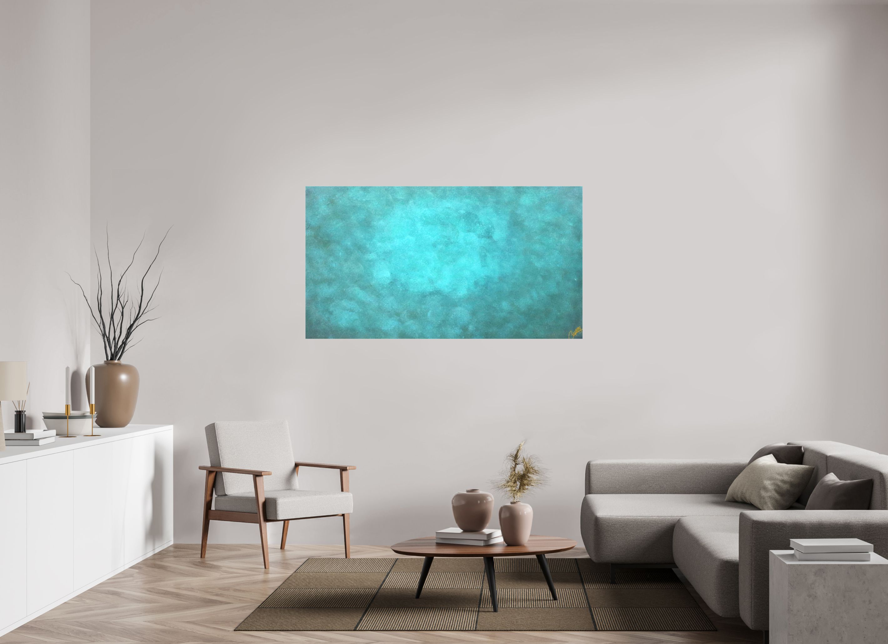 63.8 x 35″, *1.25" Matte Canvas No Frame Emerald Fade