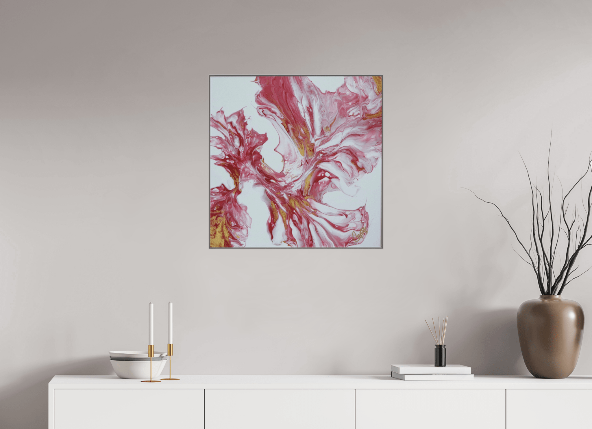Red and Gold - Original Dutch Pour Painting - The Living Abstract