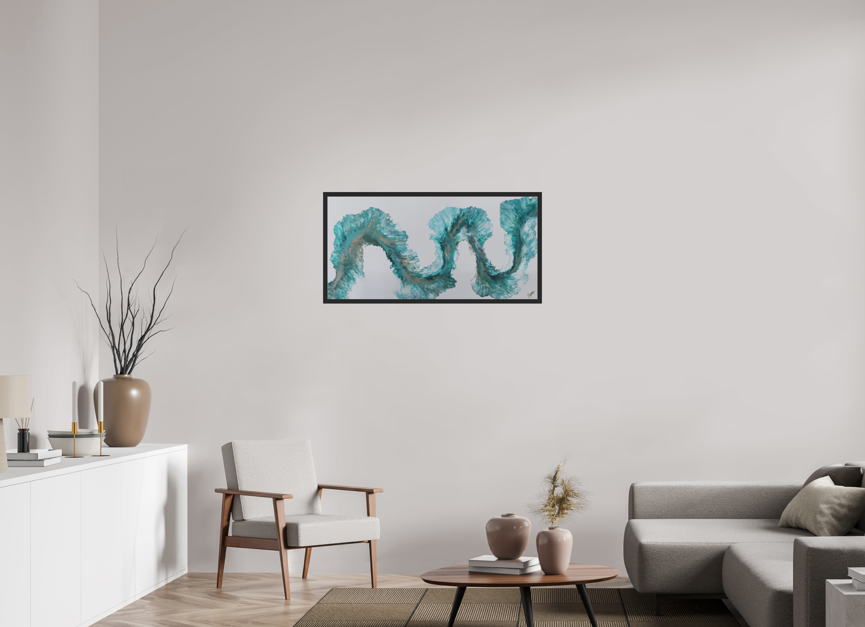 40.2 x 20″, *Photo Print Under Acrylic Glass Black Matte Frame Tidal Reviere