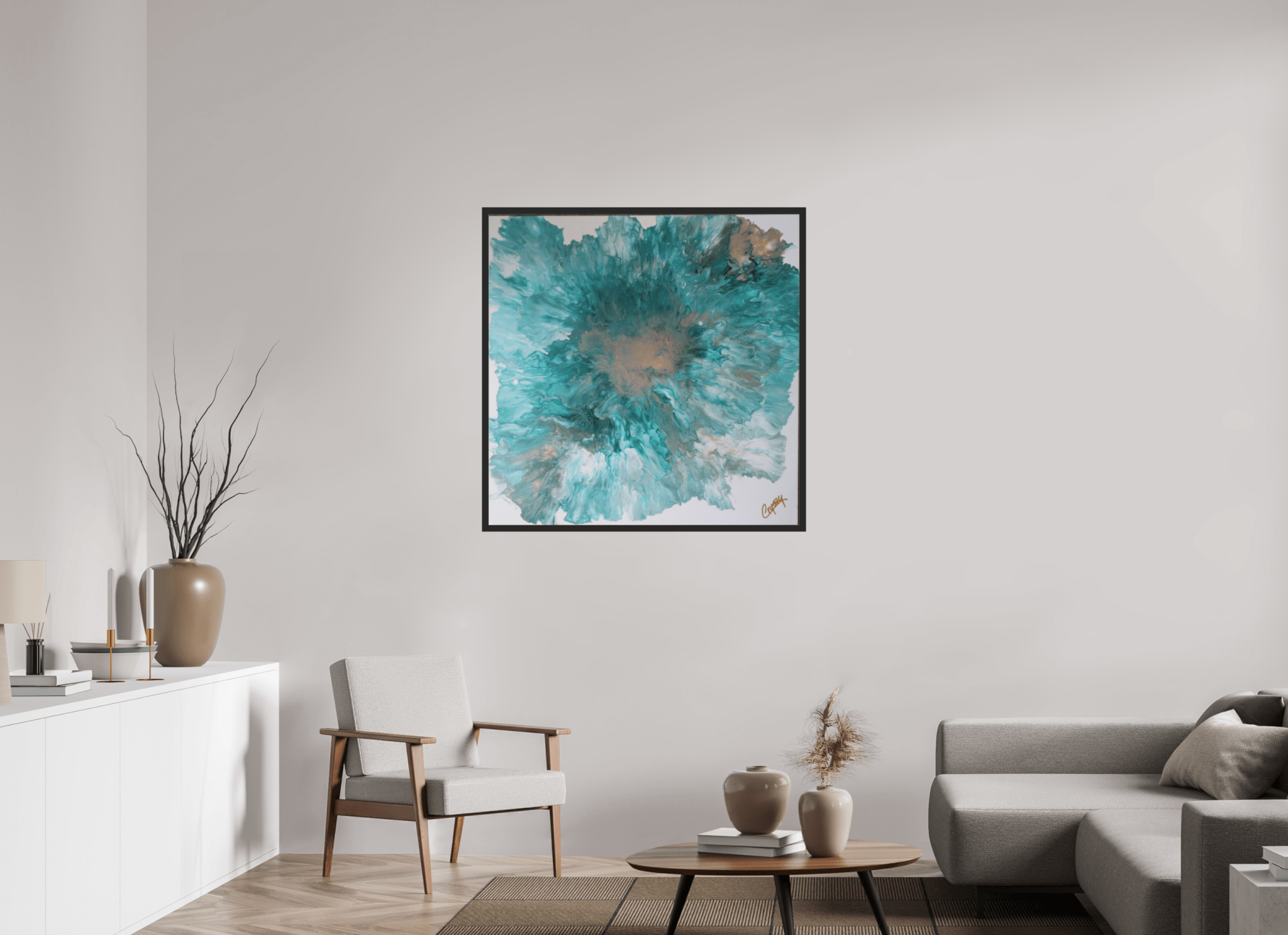 Blue Paisley Dutch Pour - Original Acrylic Dutch Pour Painting - The Living Abstract