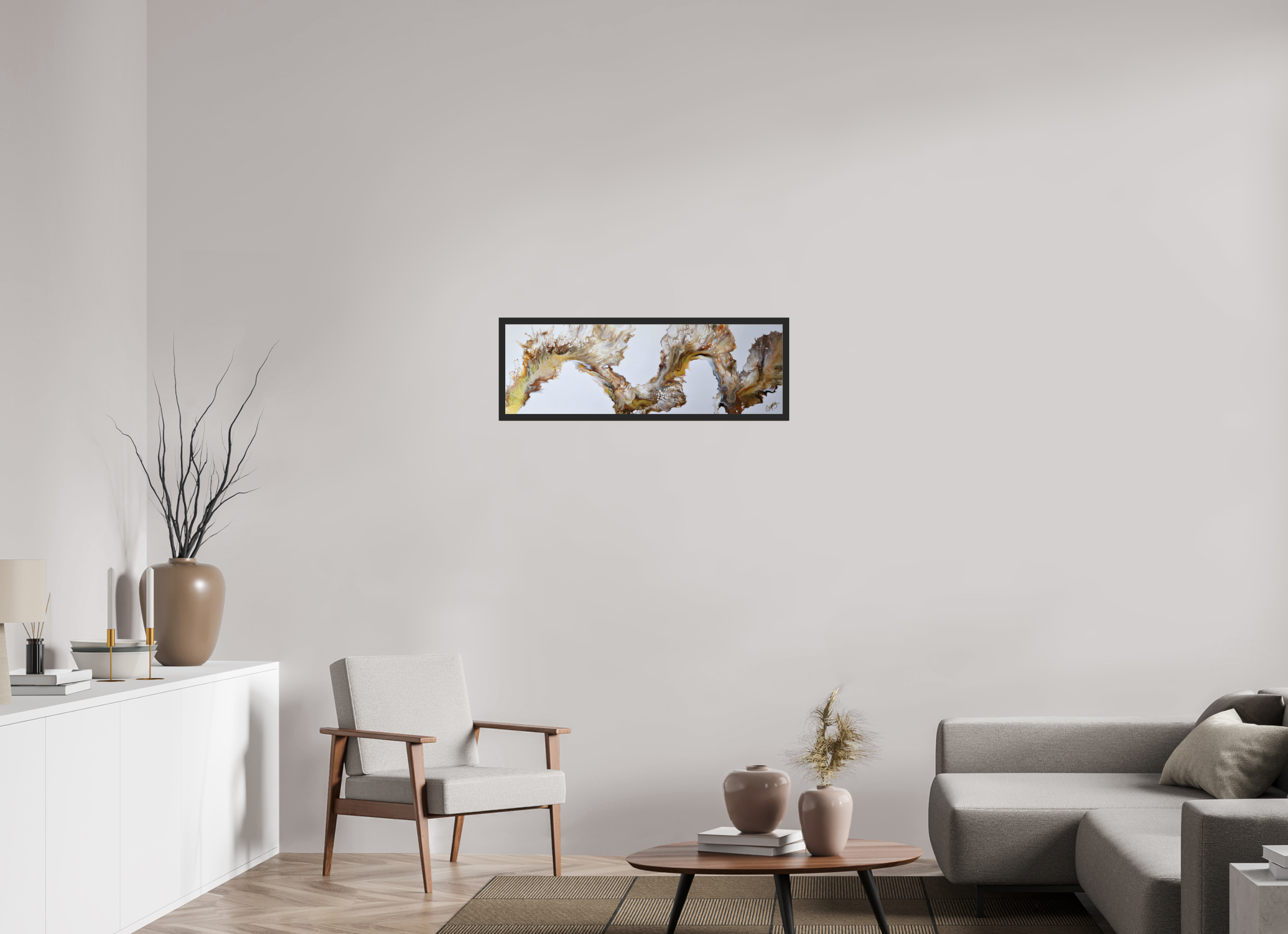 35.7 x 12″, *Photo Print Under Acrylic Glass Black Matte Frame Desert Sands