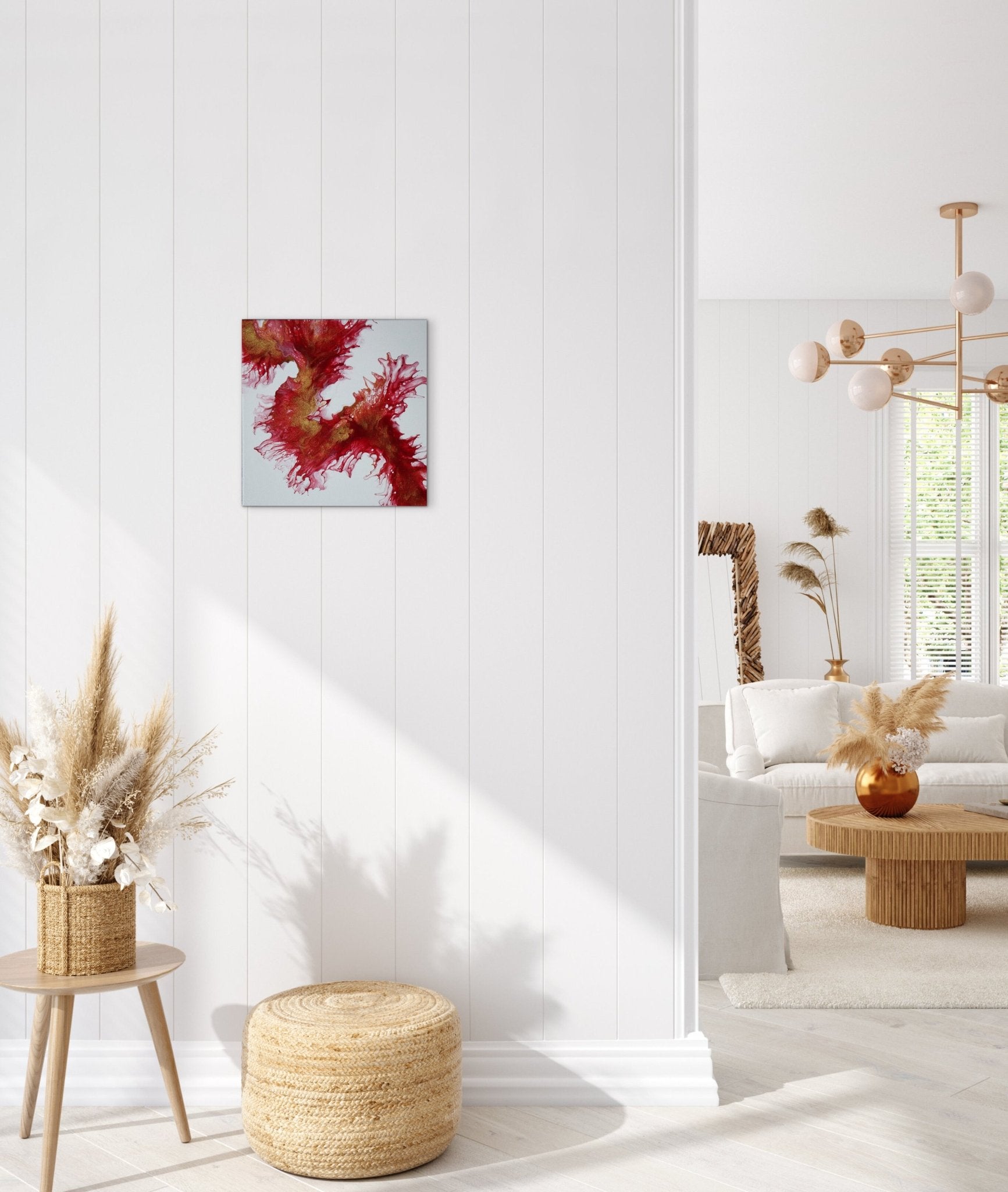 Red and Gold II Dutch Pour - The Living Abstract