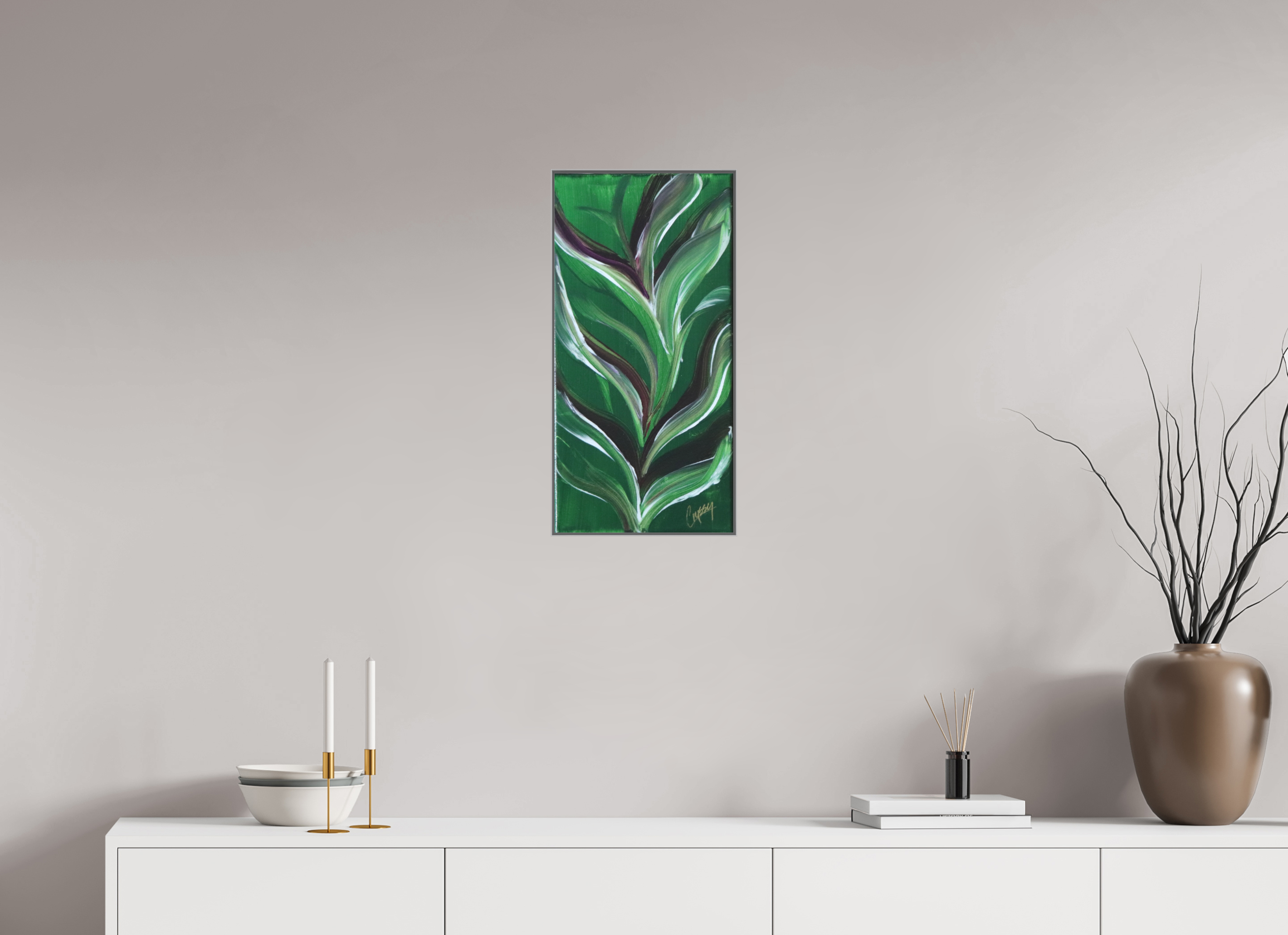 12 x 24.1″, *Aluminum Artbox 1" on fine art paper under acrylic matte glass Small Botanical Bloom - Acrylic Botanical Painting
