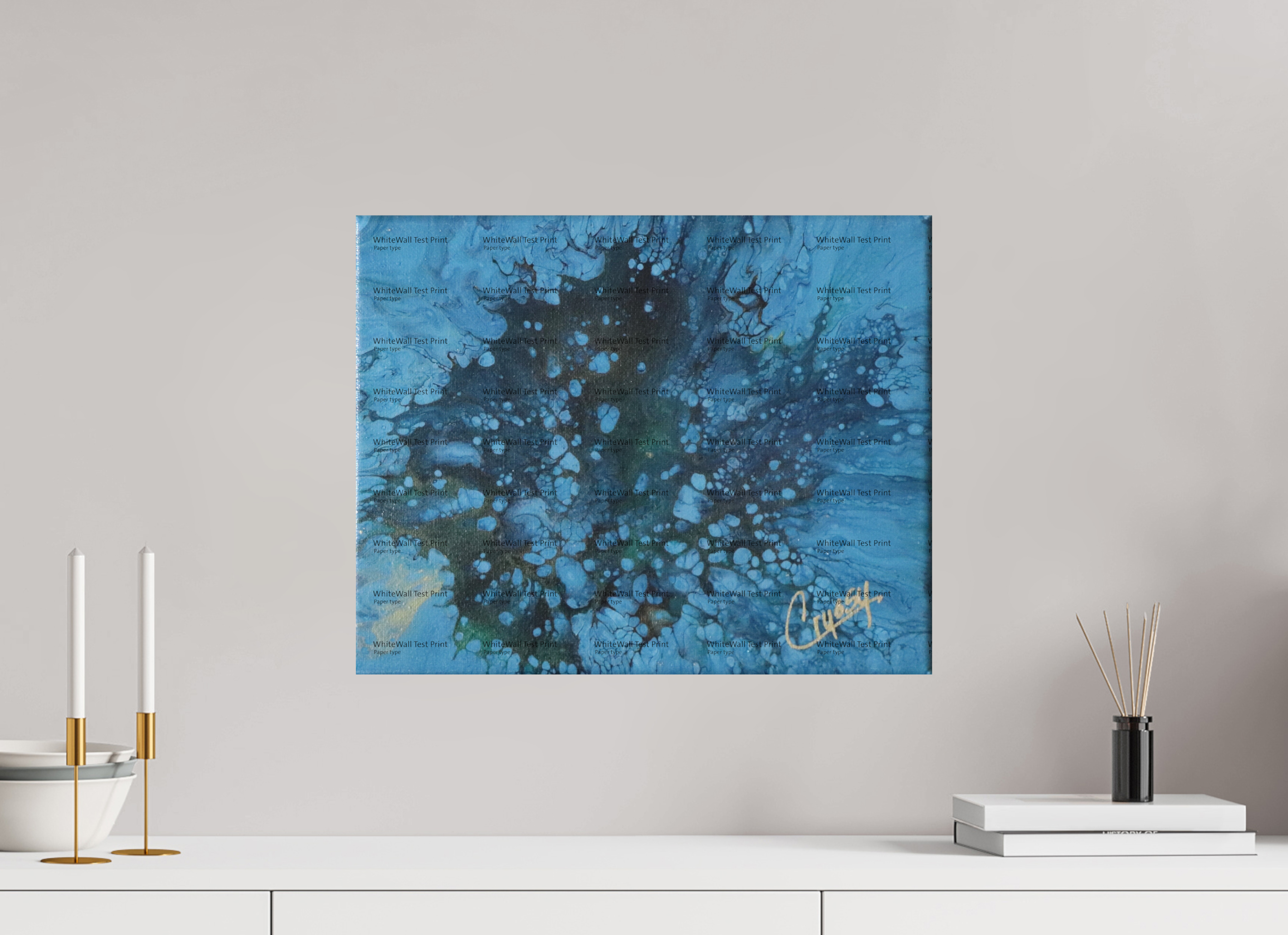 20.1 x 16″, *SAMPLE Photo Print on Fuji Silk Paper no frame Ocean Bloom - Original Dutch Pour Acrylic Painting