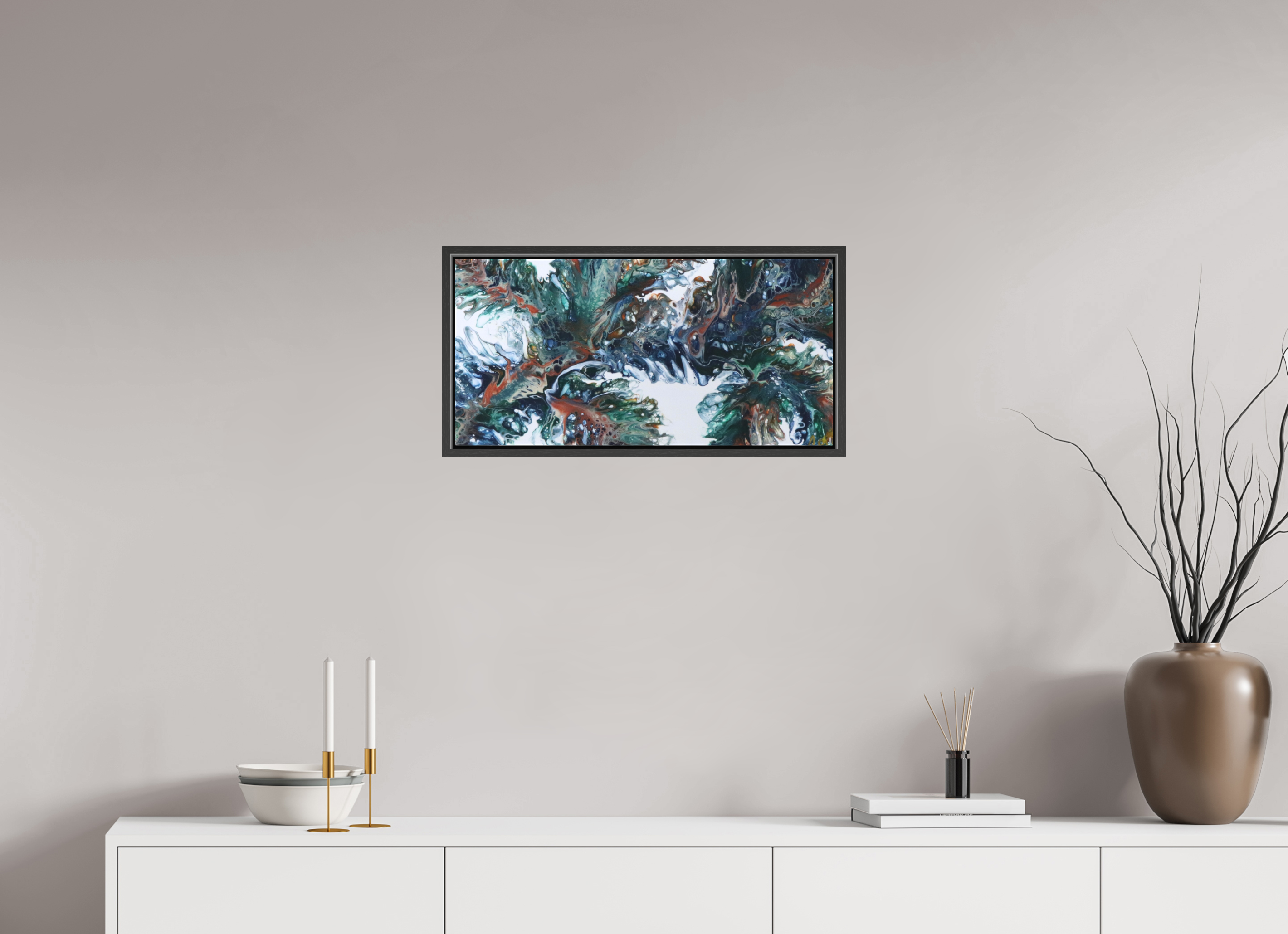 24.8 x 12″, *.7" Matte Canvas with Black Oak Frame Kelp of the Sea