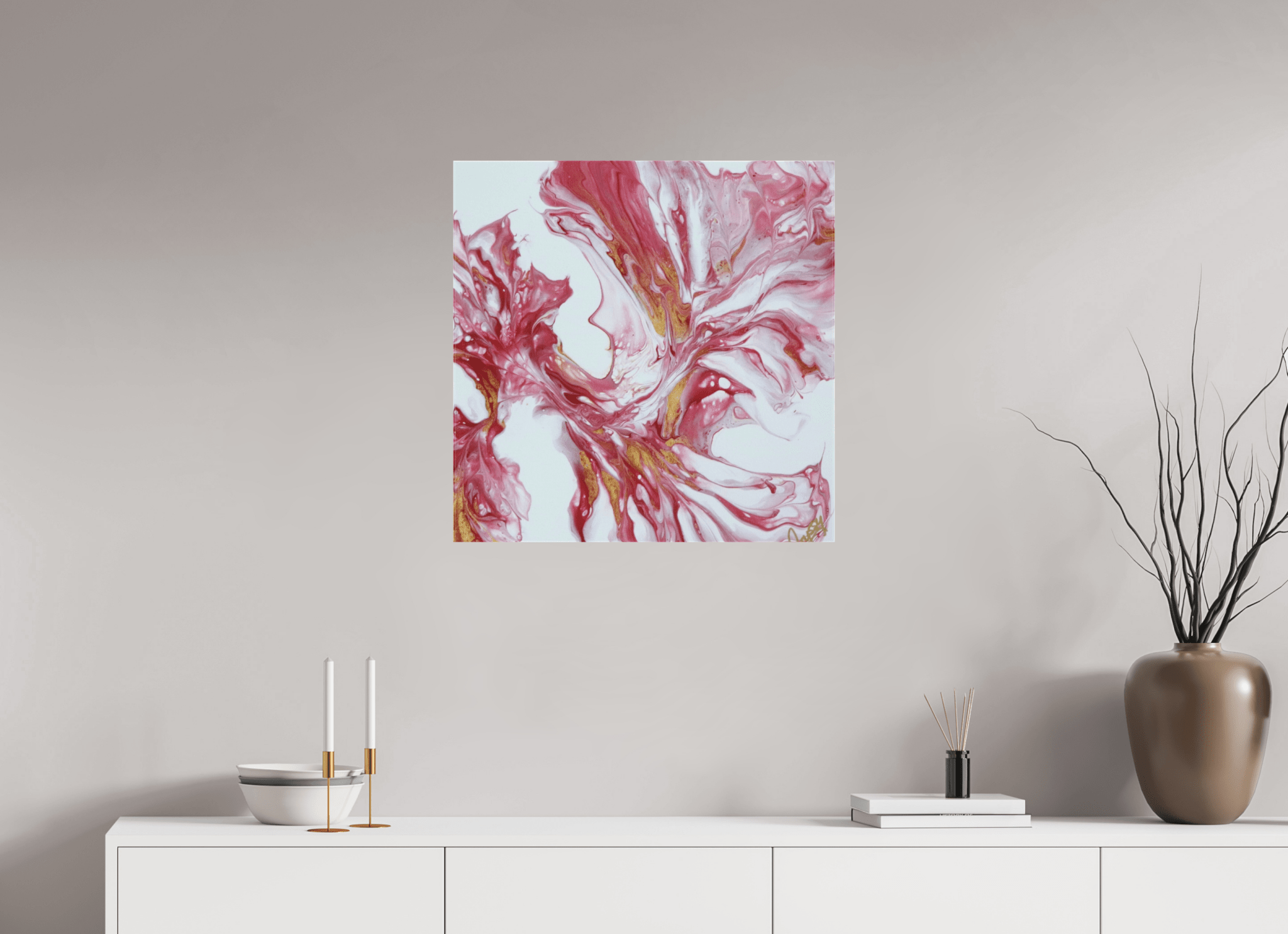 Red and Gold - Original Dutch Pour Painting - The Living Abstract