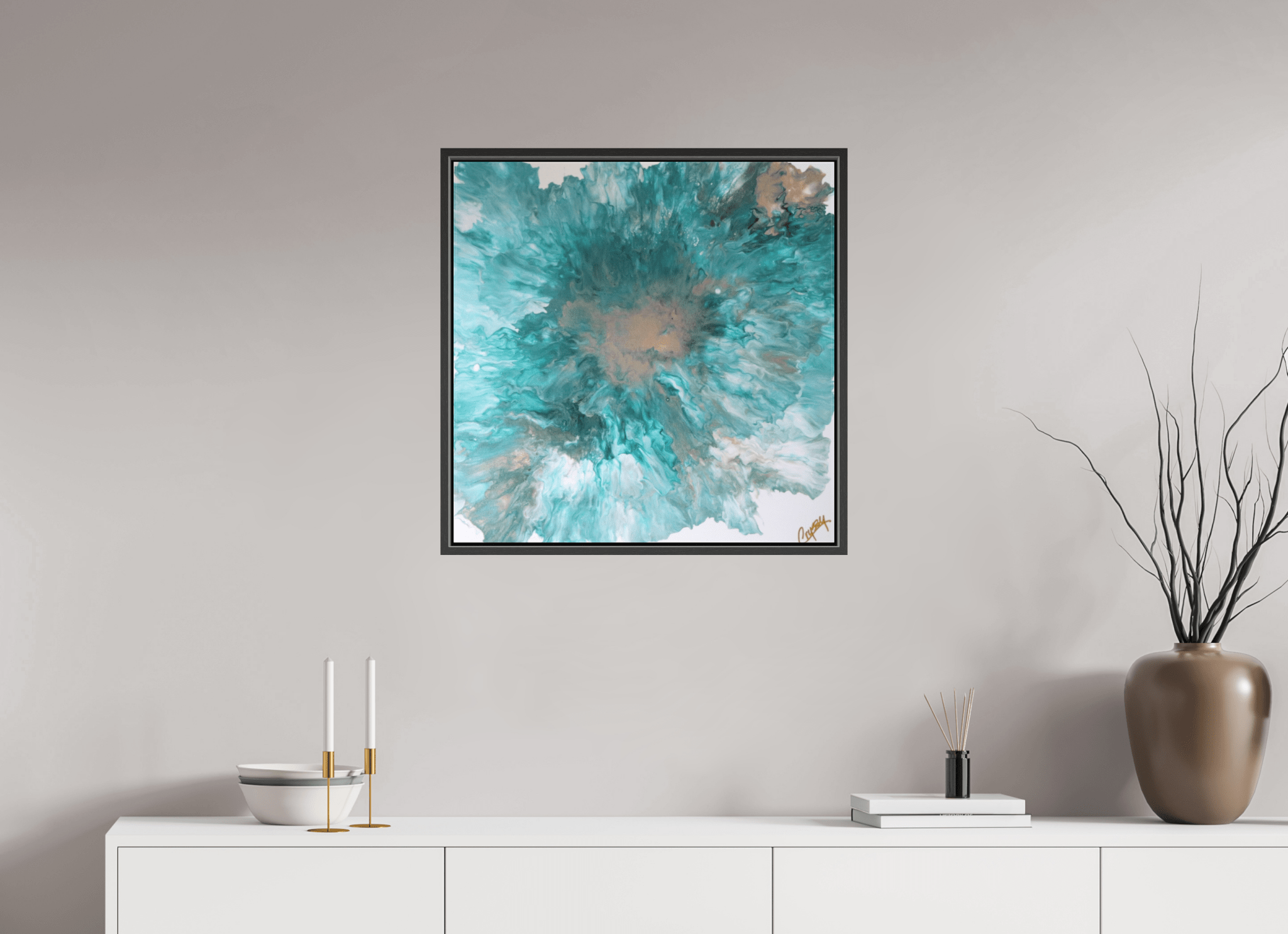 Blue Paisley Dutch Pour - Original Acrylic Dutch Pour Painting - The Living Abstract