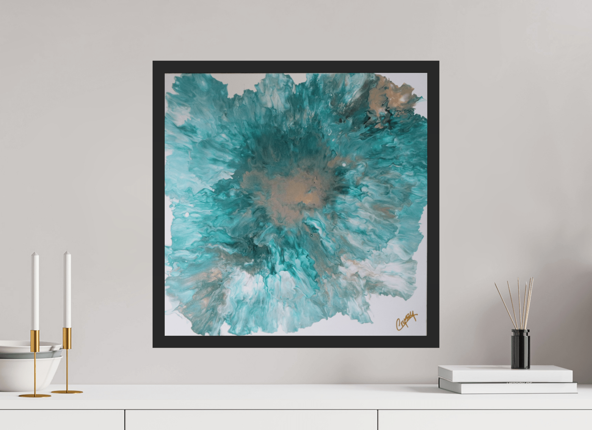 Blue Paisley Dutch Pour - Original Acrylic Dutch Pour Painting - The Living Abstract