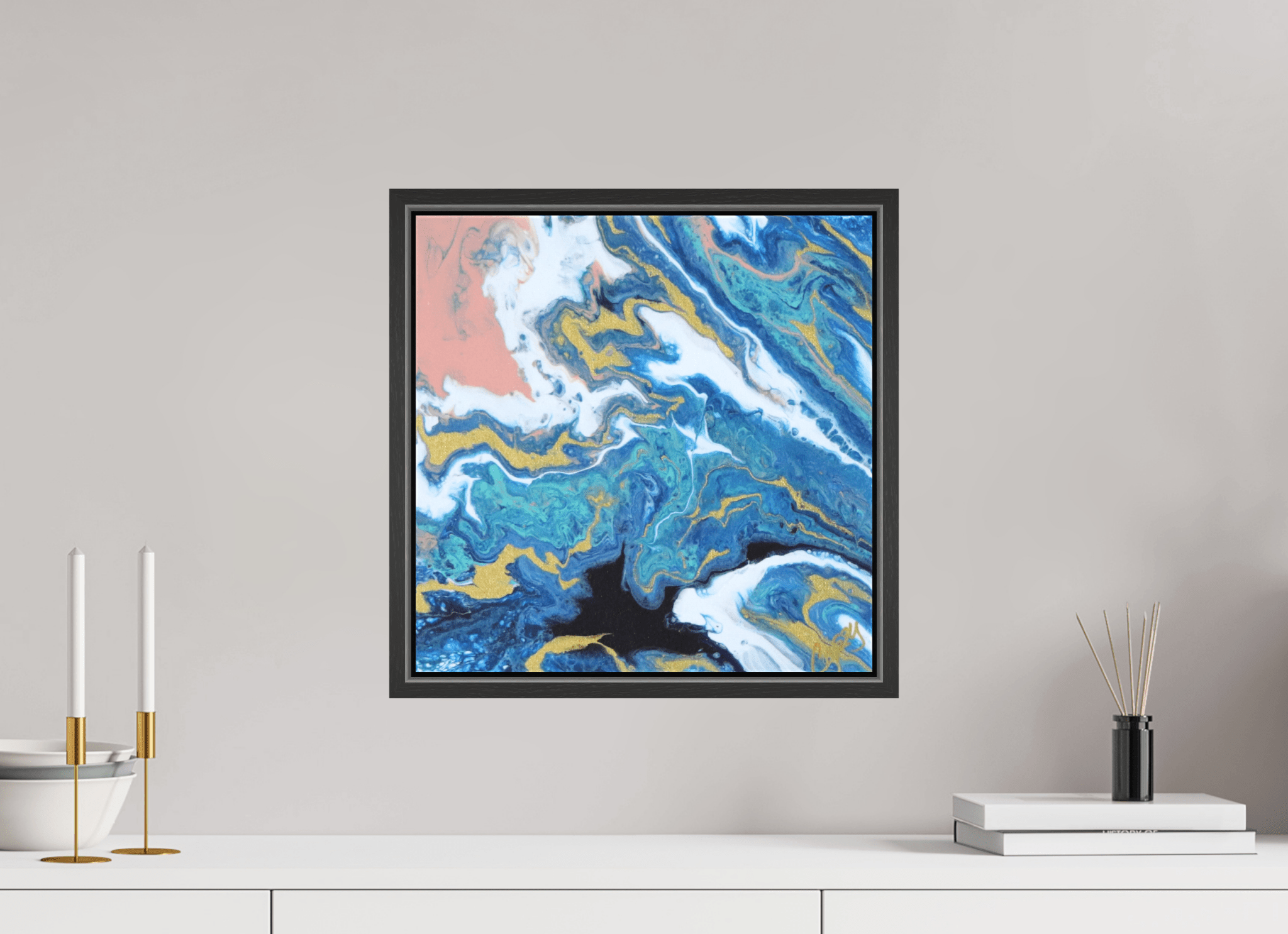Coastal Blush - Original Tilt Pour Acrylic Painting - The Living Abstract
